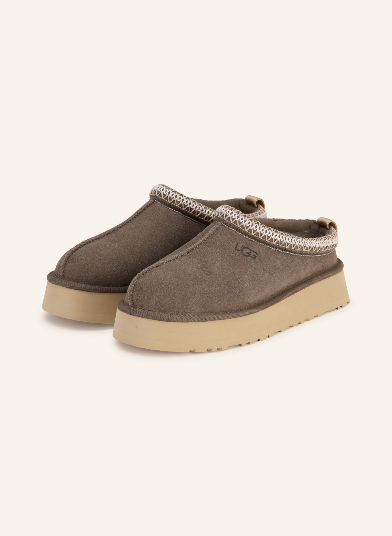 UGG Plateau-Pantoletten TAZZ: TAUPE / BEIGE / WEISS