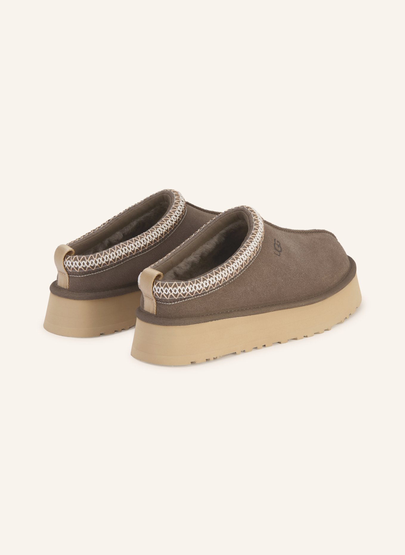 UGG Plateau-Pantoletten TAZZ: TAUPE / BEIGE / WEISS