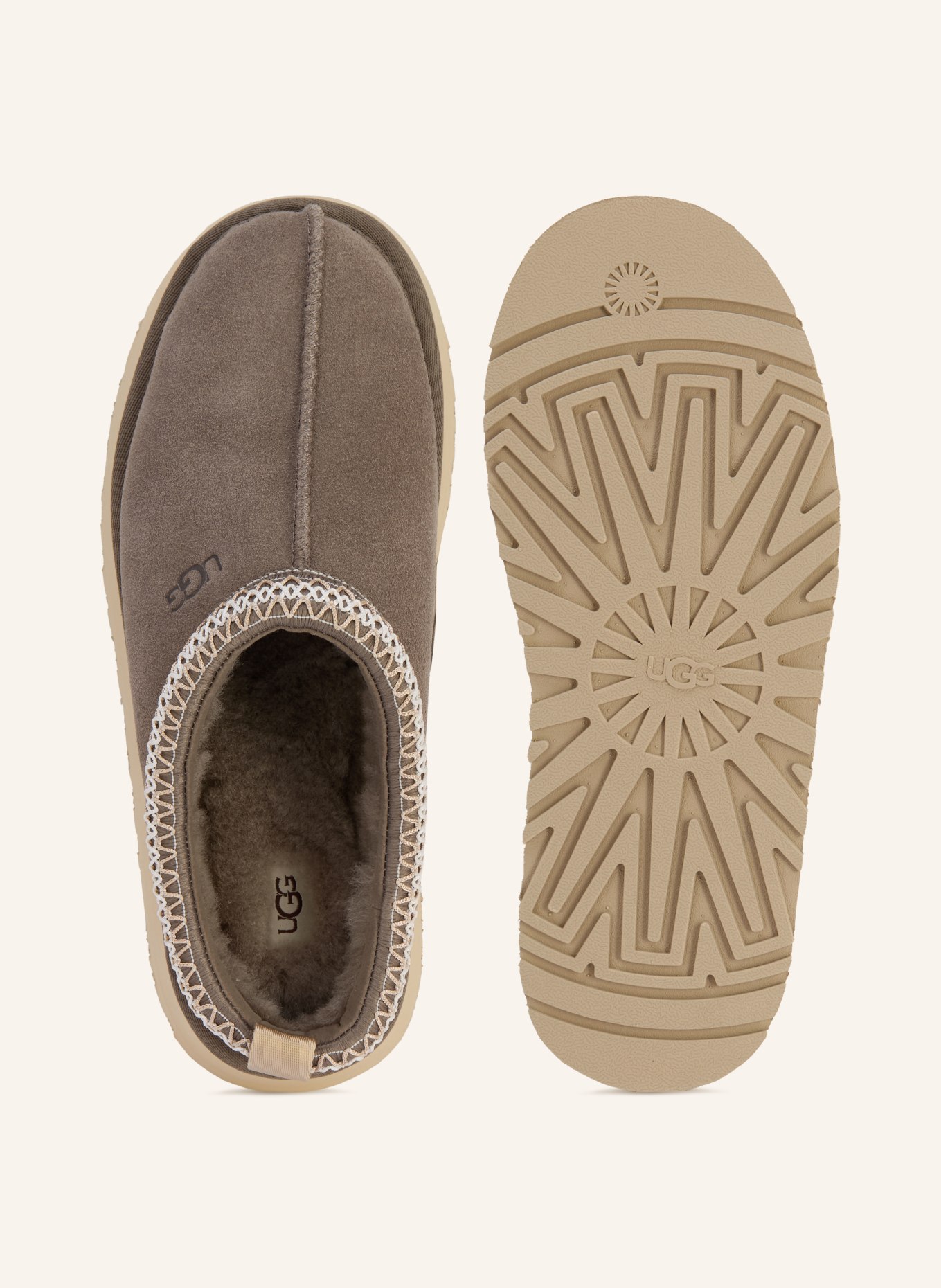 UGG Plateau-Pantoletten TAZZ: TAUPE / BEIGE / WEISS