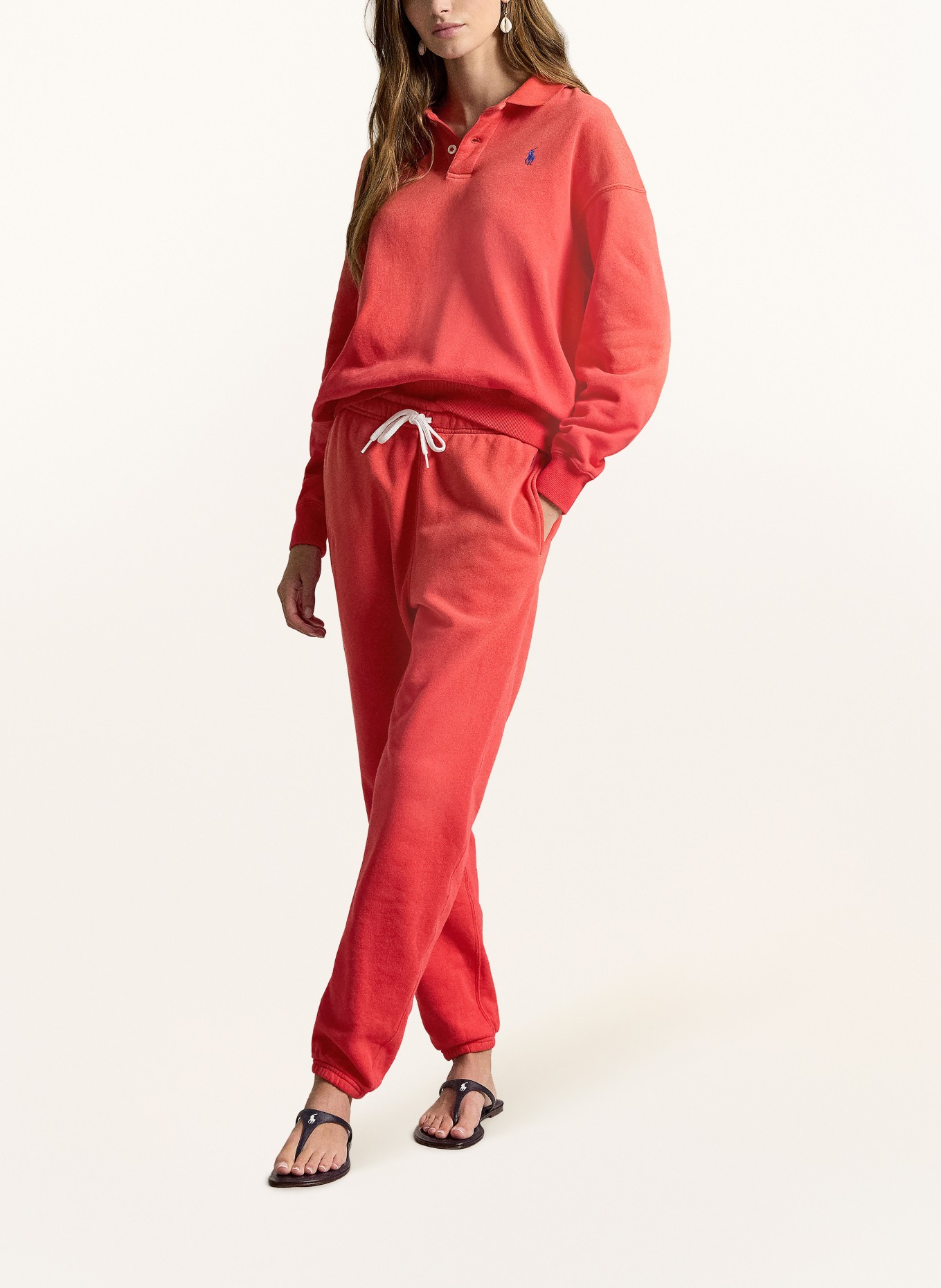 POLO RALPH LAUREN Sweat-Poloshirt: HELLROT / BLAU