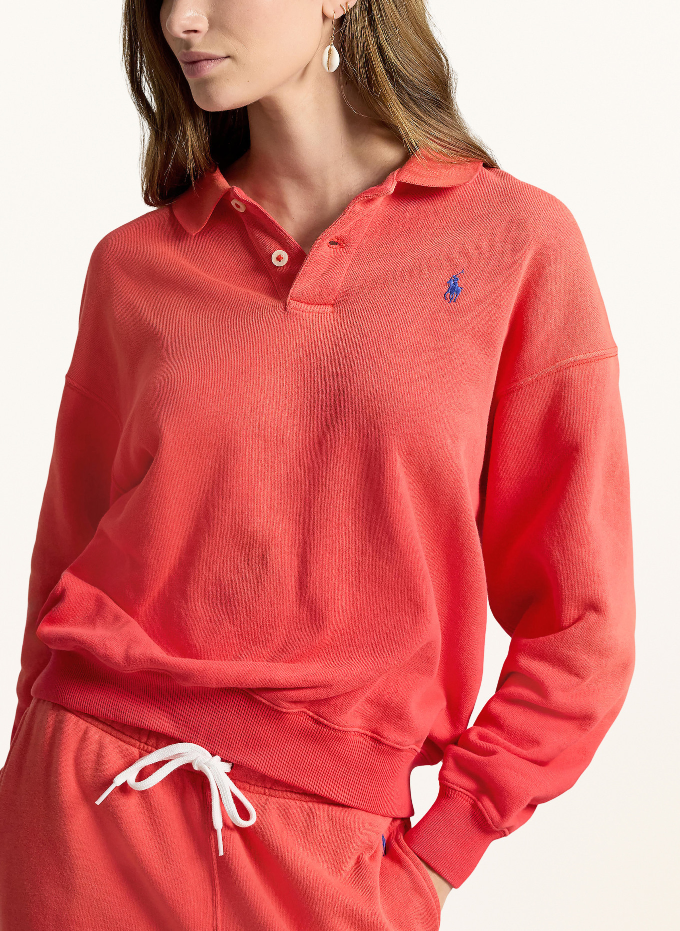 POLO RALPH LAUREN Sweat-Poloshirt: HELLROT / BLAU