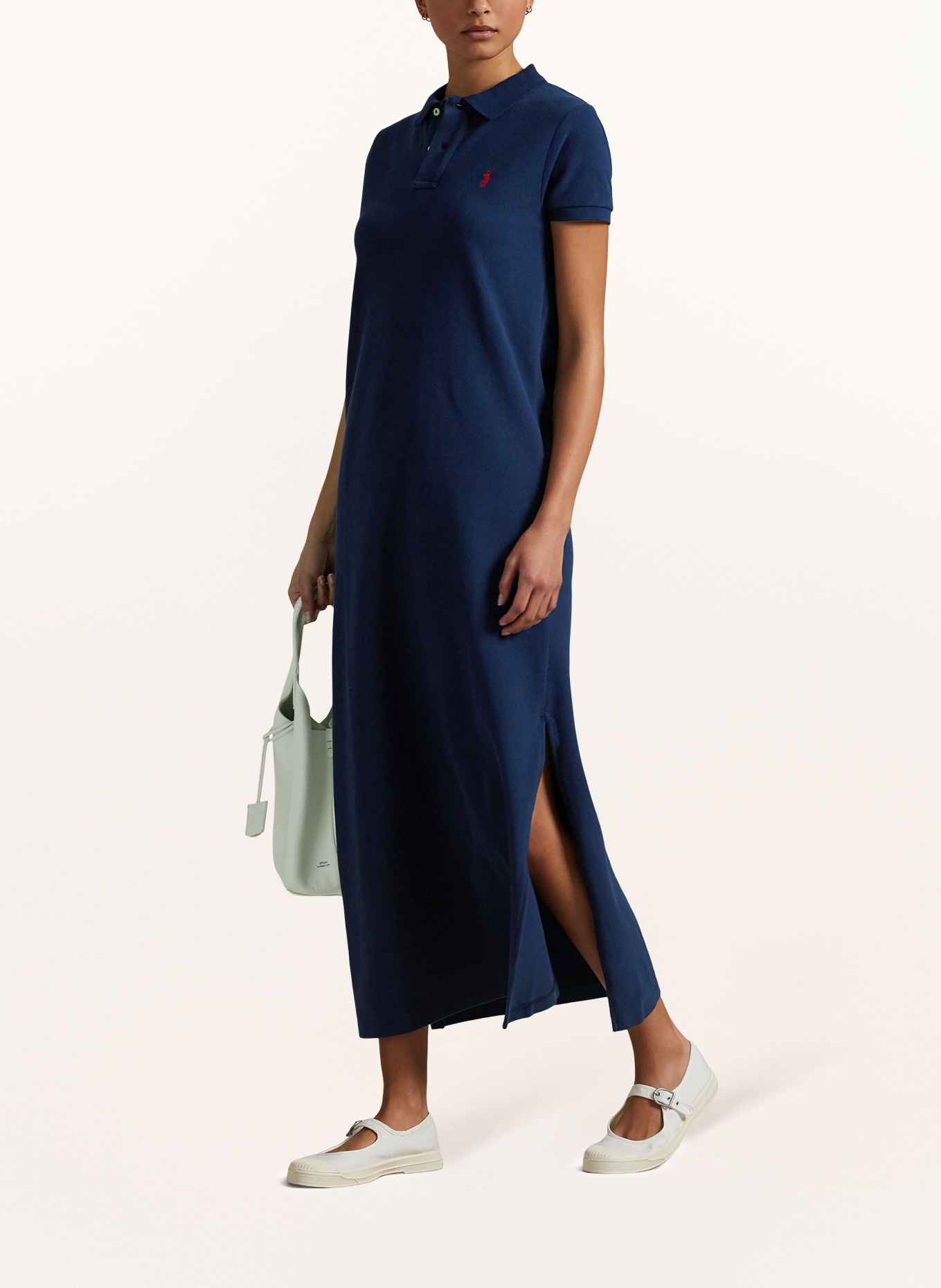 POLO RALPH LAUREN Piqué polo jurk: DONKERBLAUW / ROOD