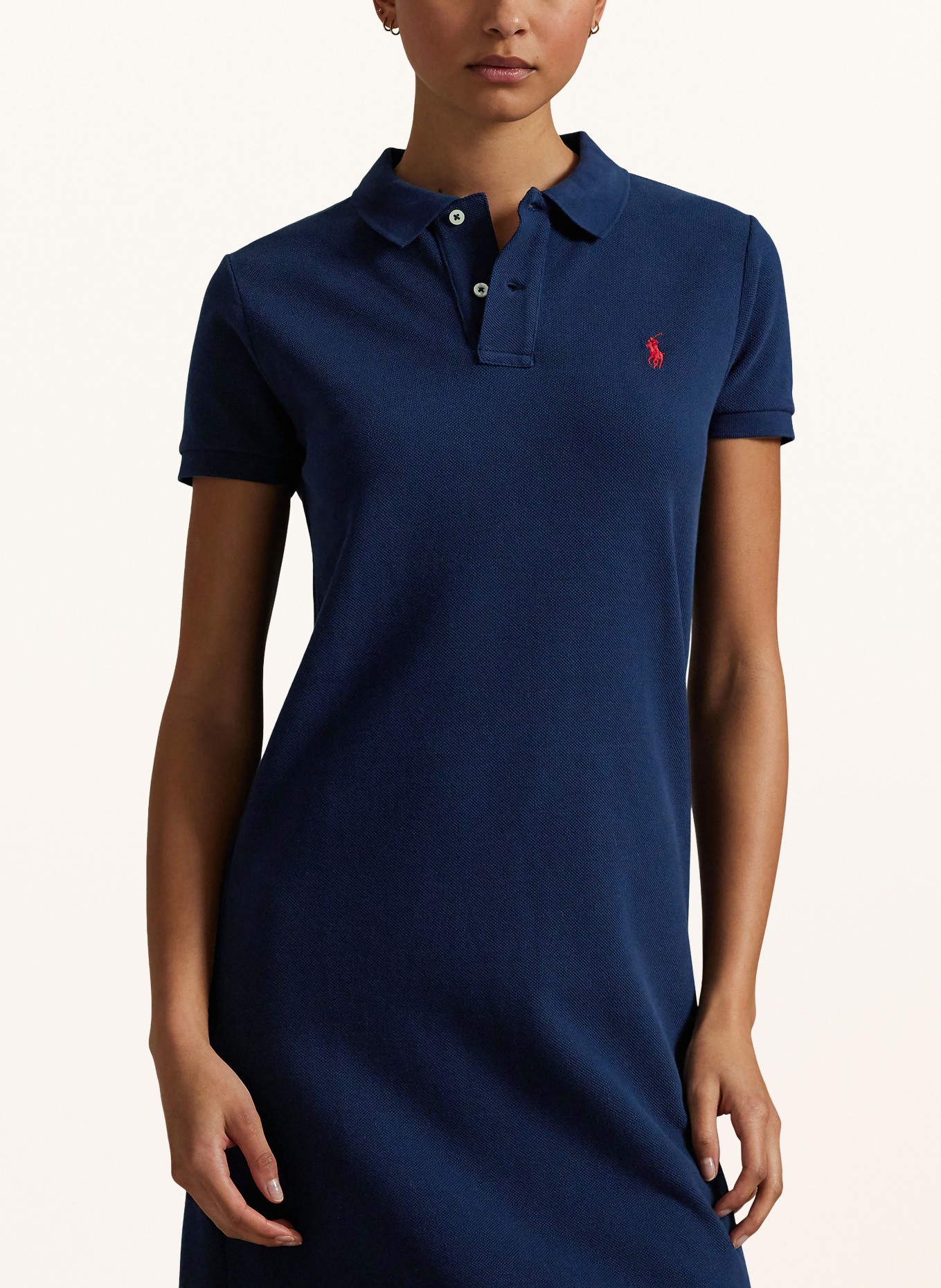 POLO RALPH LAUREN Piqué polo jurk: DONKERBLAUW / ROOD