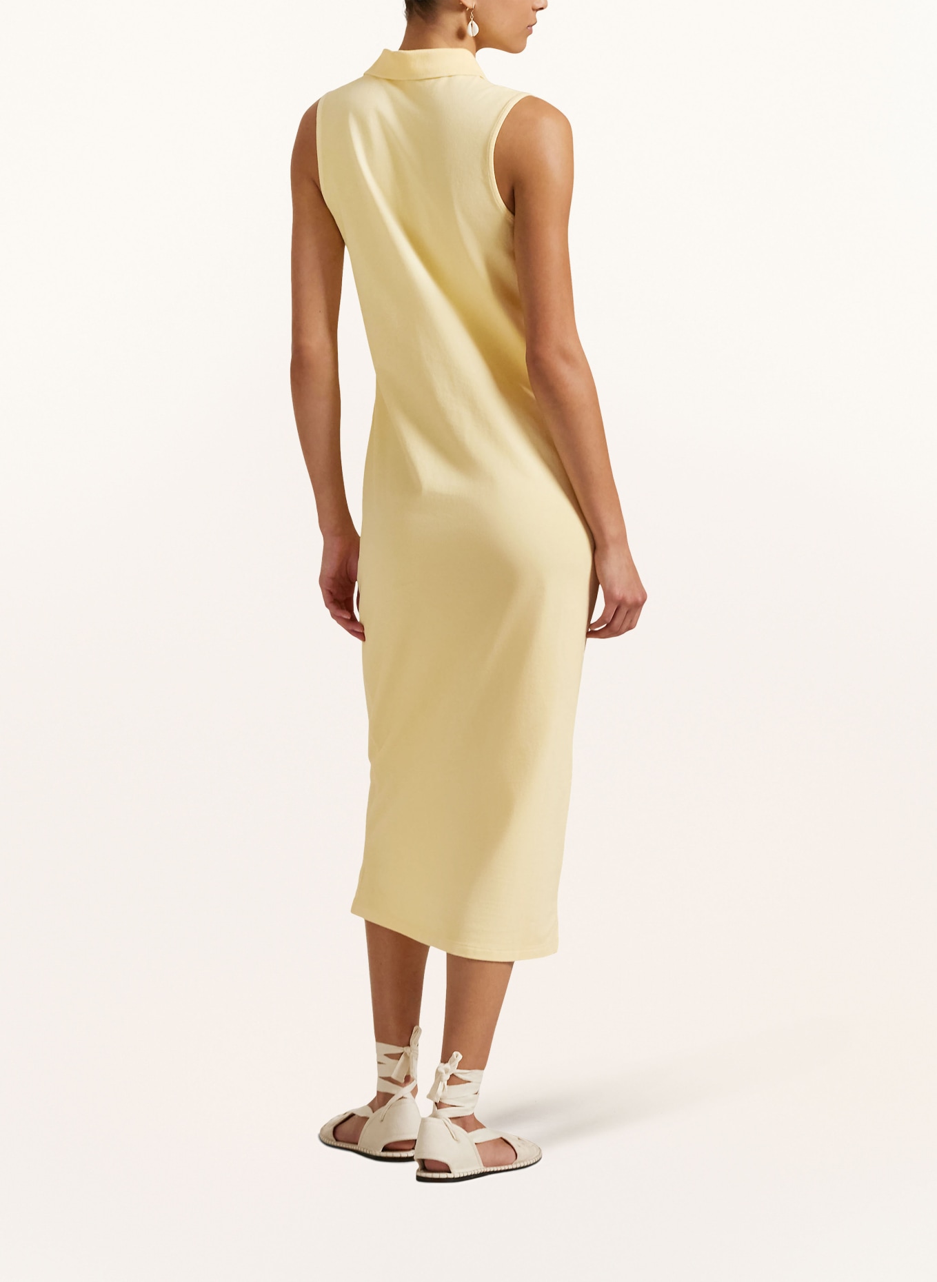 POLO RALPH LAUREN Piqué-Polokleid: GELB / DUNKELBLAU