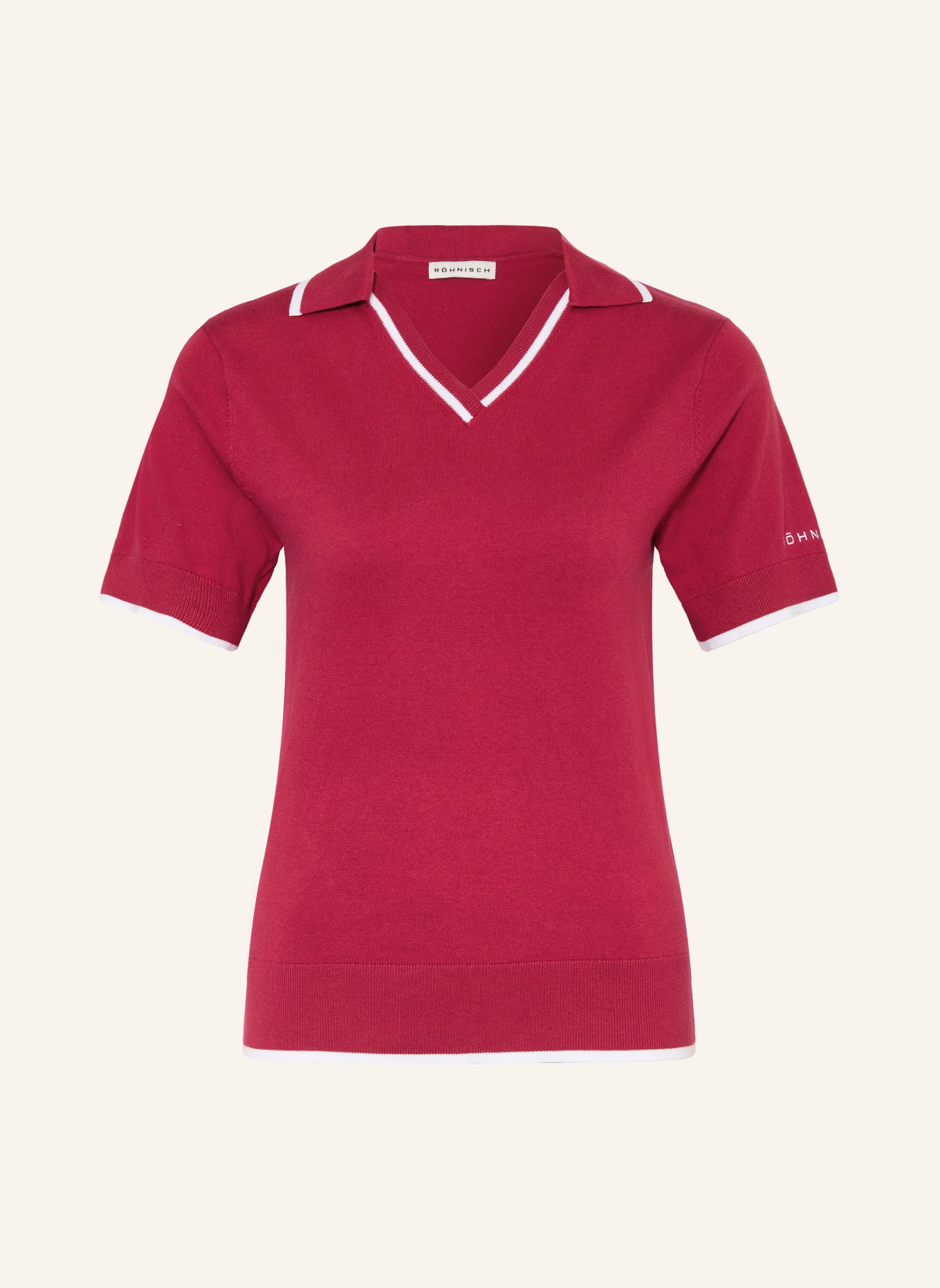 RÖHNISCH Strick-Poloshirt SWING Regular Fit: DUNKELROT / WEISS