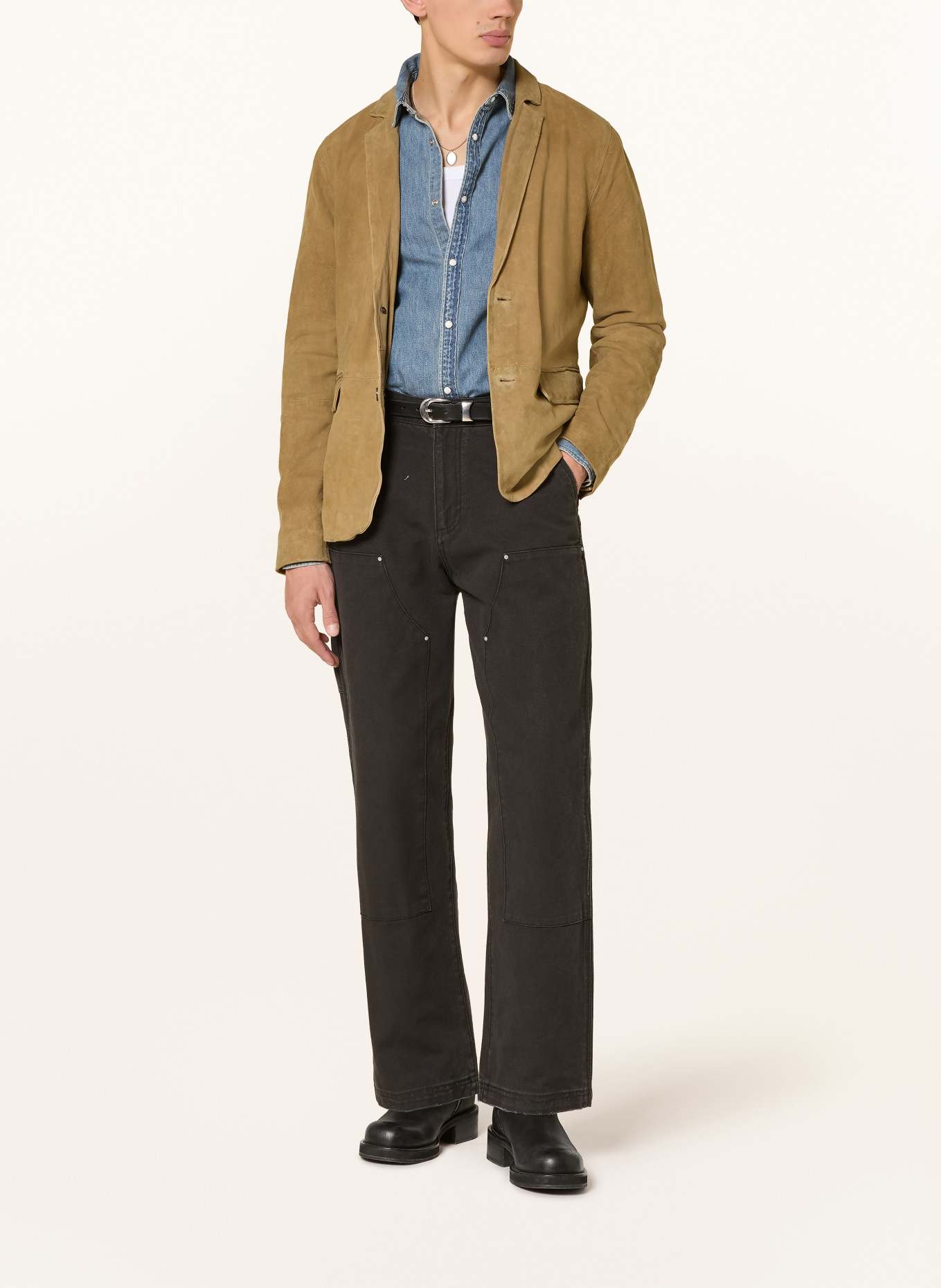 ALLSAINTS Leren jasje MONET Regular Fit: LICHTBRUIN