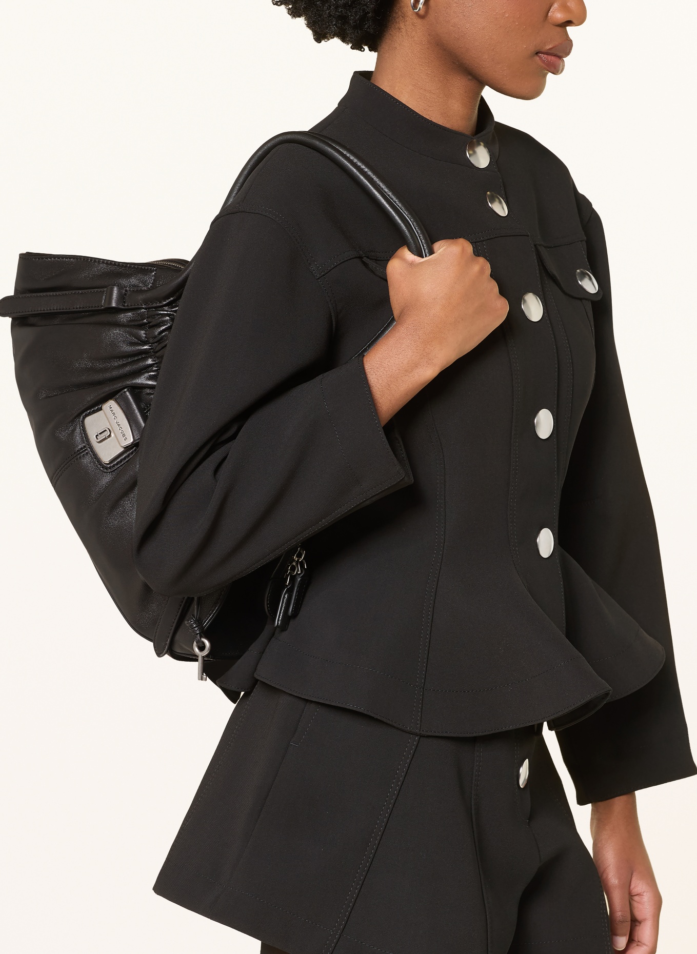 MARC JACOBS THE CRISTINA SATCHEL handbag: BLACK / SILVER