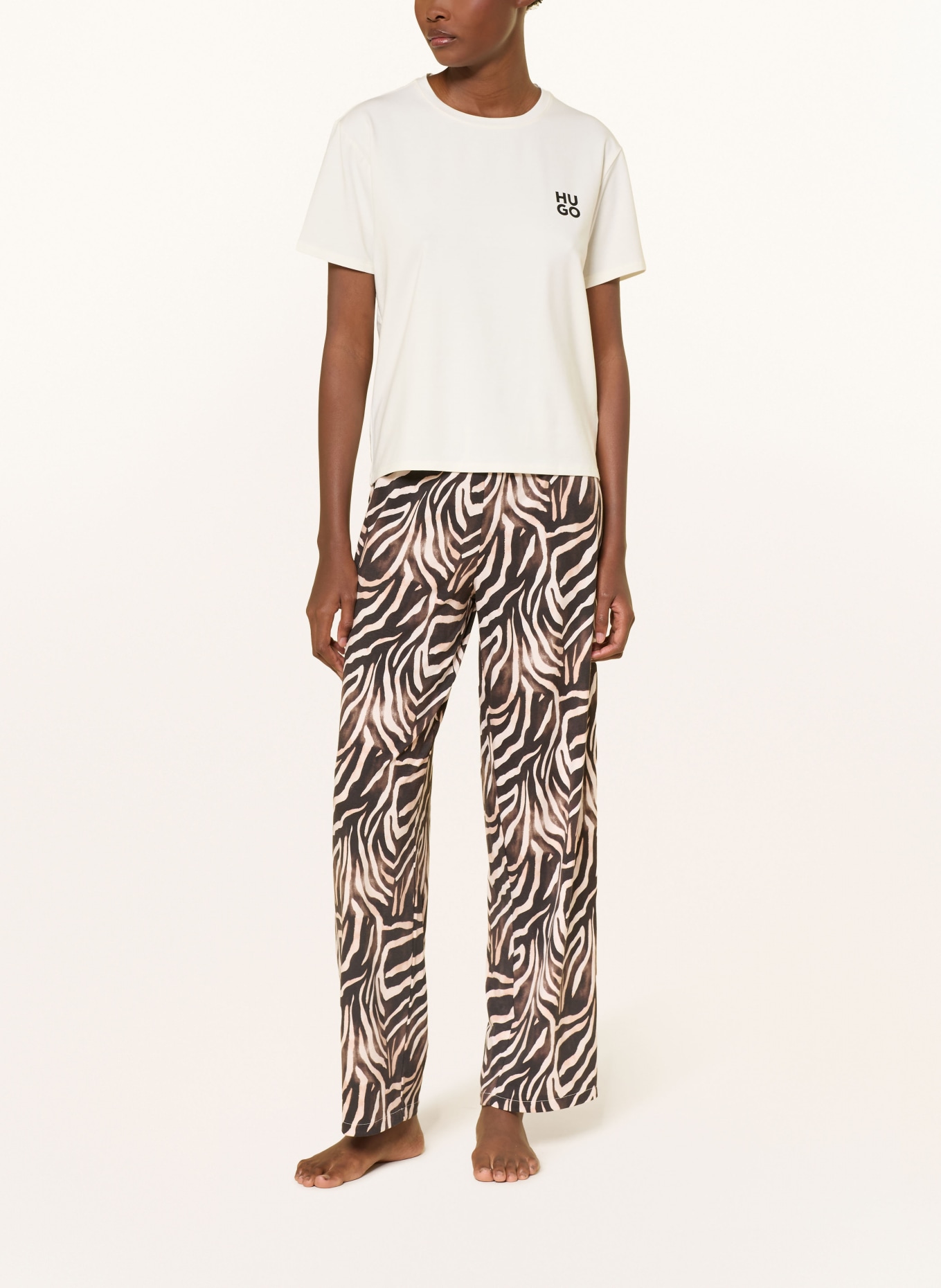 HUGO Schlafhose CASUAL: SCHWARZ / ROSA / HELLORANGE