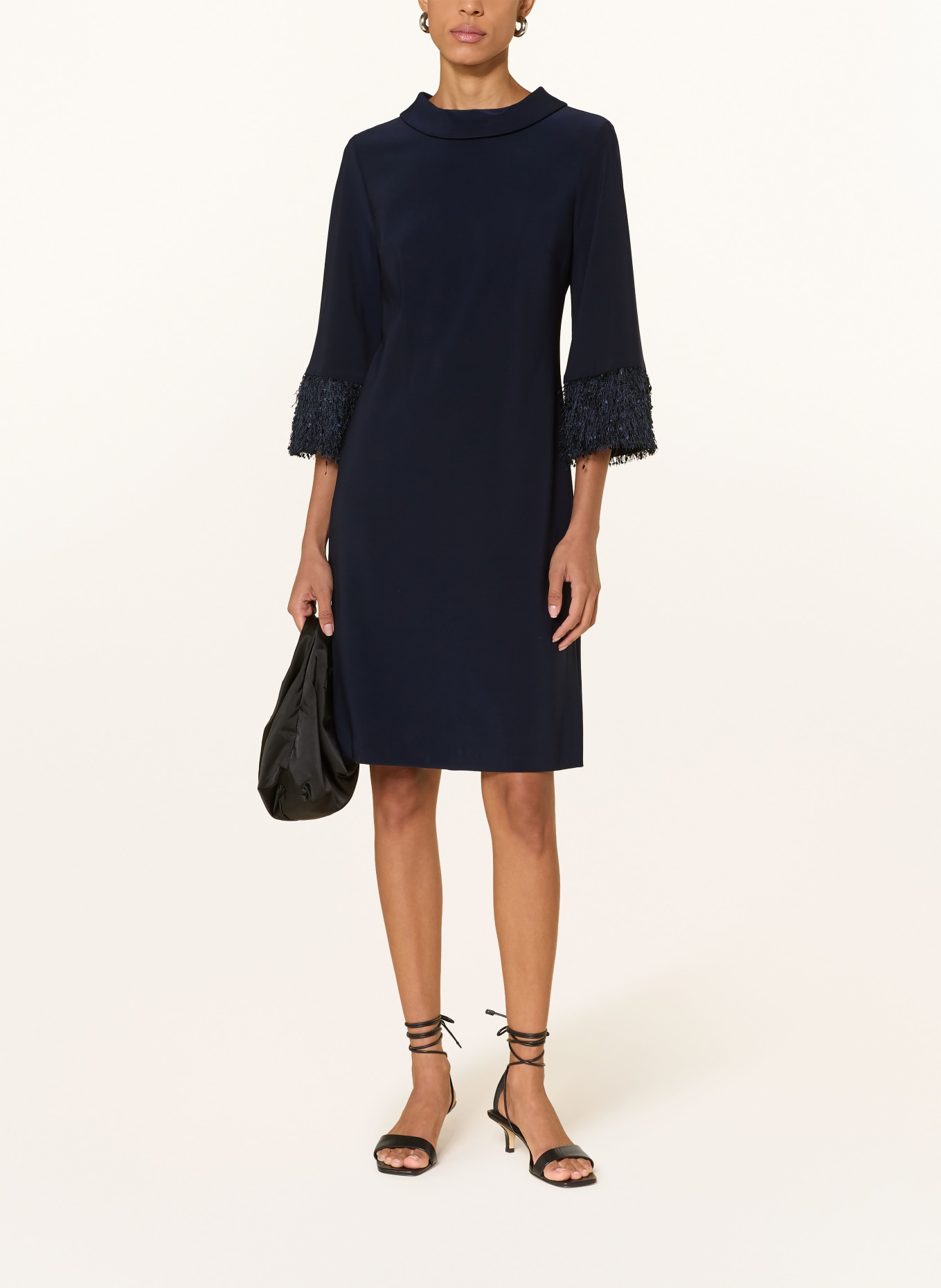 Joseph Ribkoff Jurk met 3/4-mouwen en franjes: DONKERBLAUW