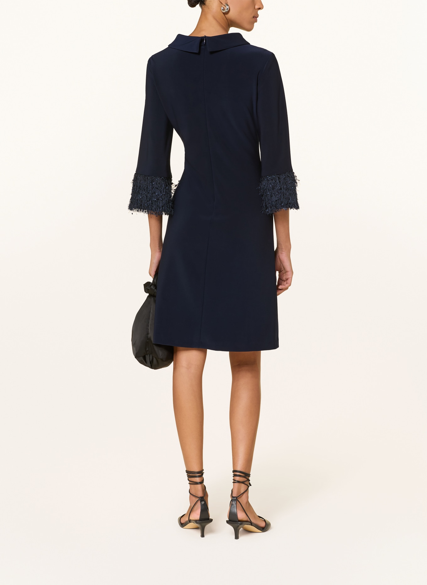 Joseph Ribkoff Jurk met 3/4-mouwen en franjes: DONKERBLAUW