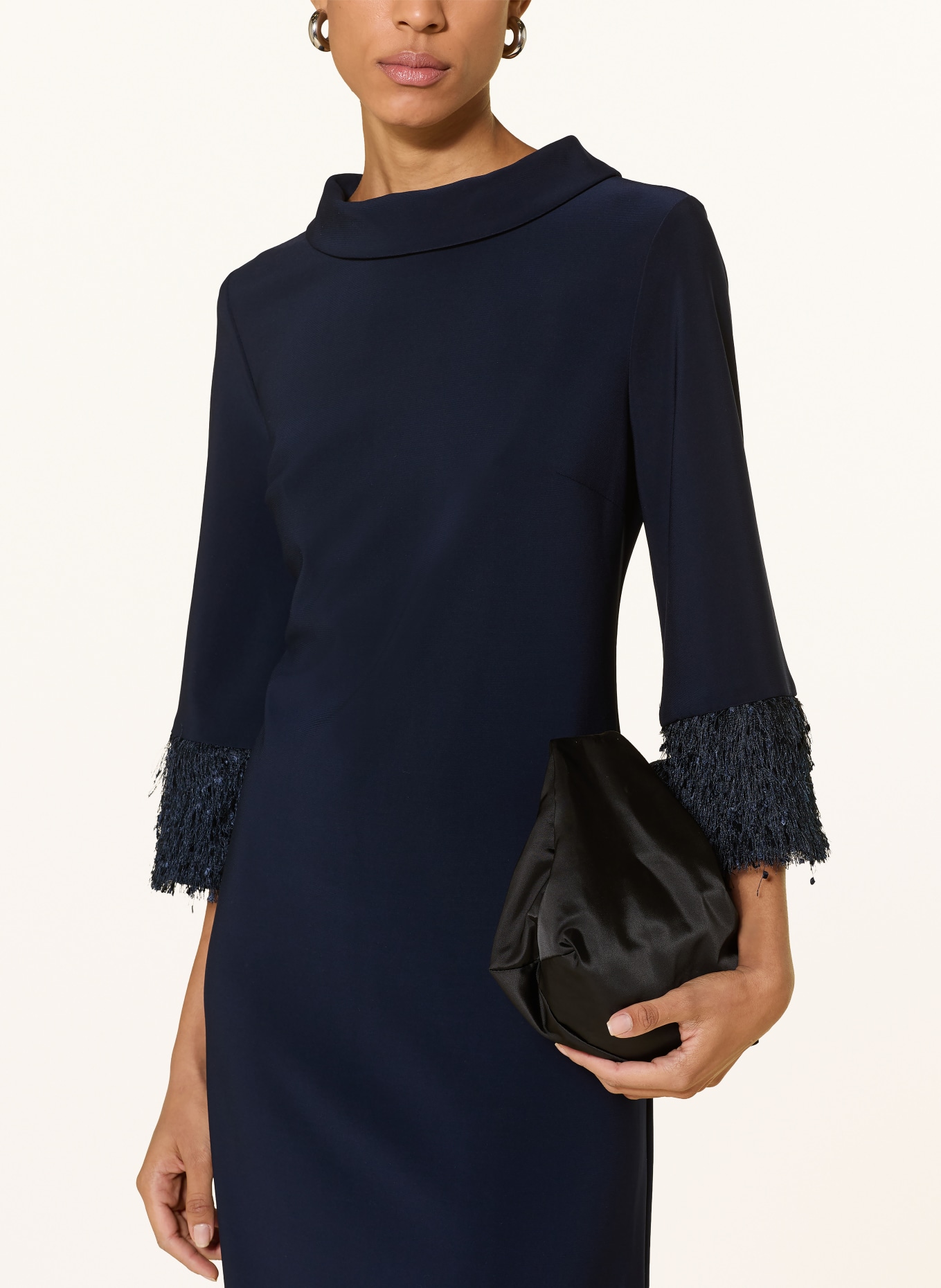 Joseph Ribkoff Jurk met 3/4-mouwen en franjes: DONKERBLAUW