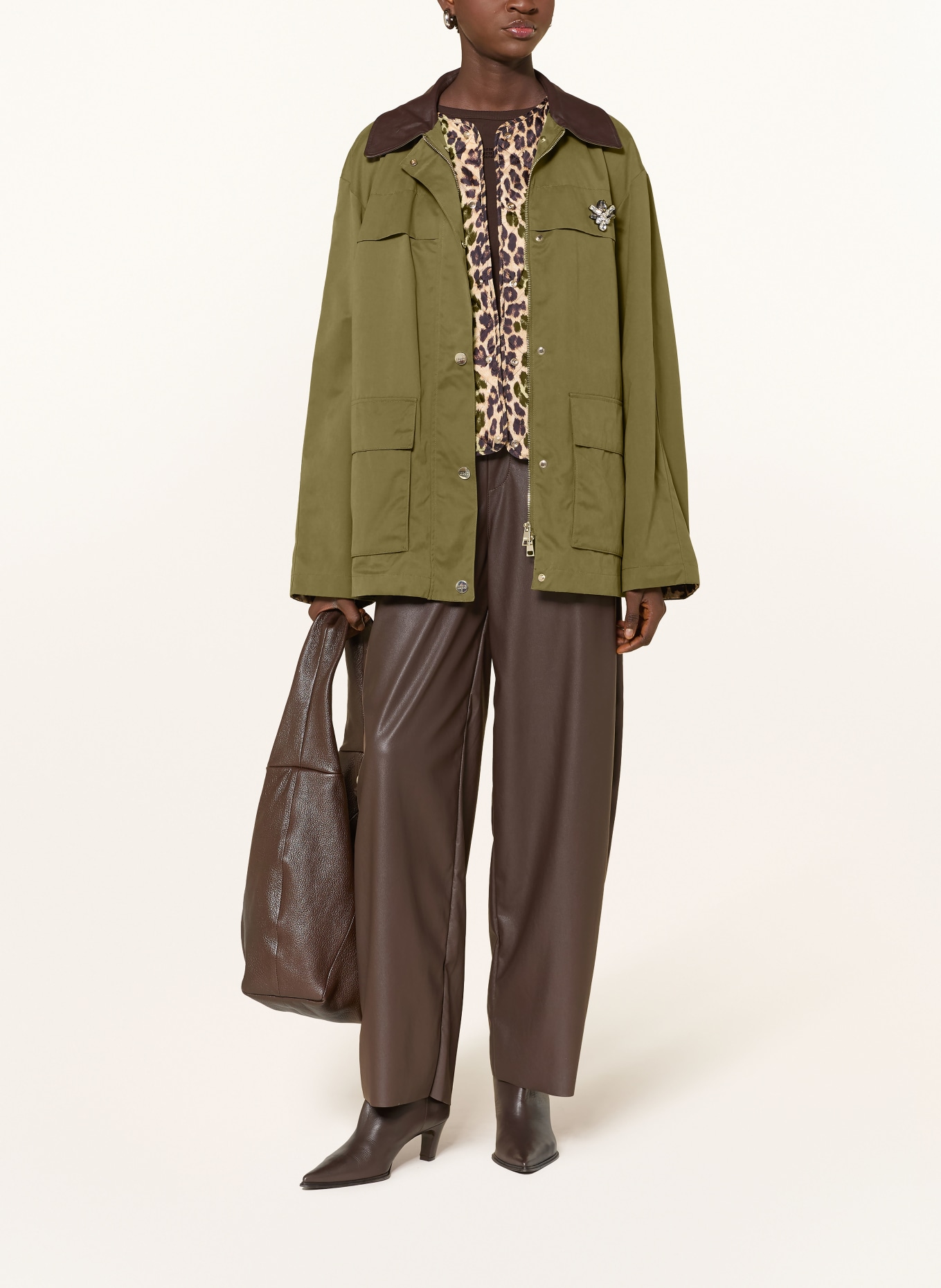 LIU JO 2-in-1-Jacke: OLIV / DUNKELBRAUN