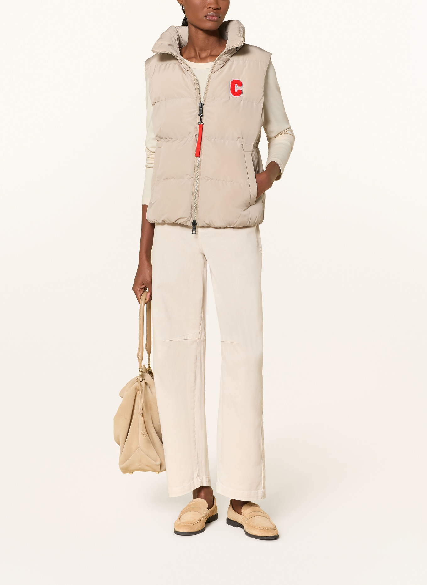 No.1 Como CORTINA quilted vest: LIGHT BROWN