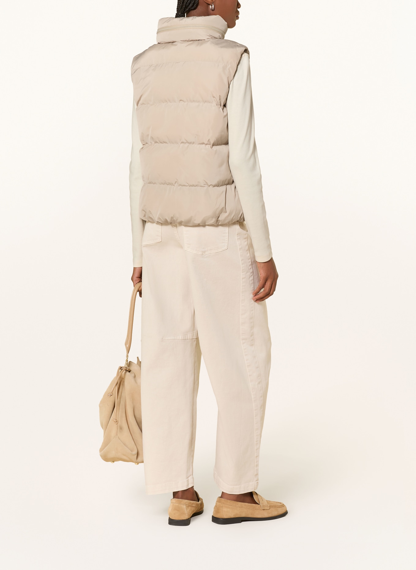 No.1 Como CORTINA quilted vest: LIGHT BROWN