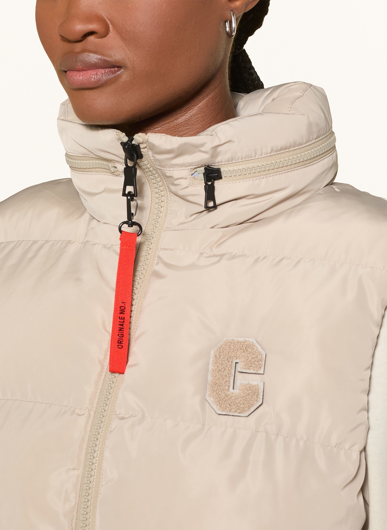 No.1 Como CORTINA quilted vest: LIGHT BROWN