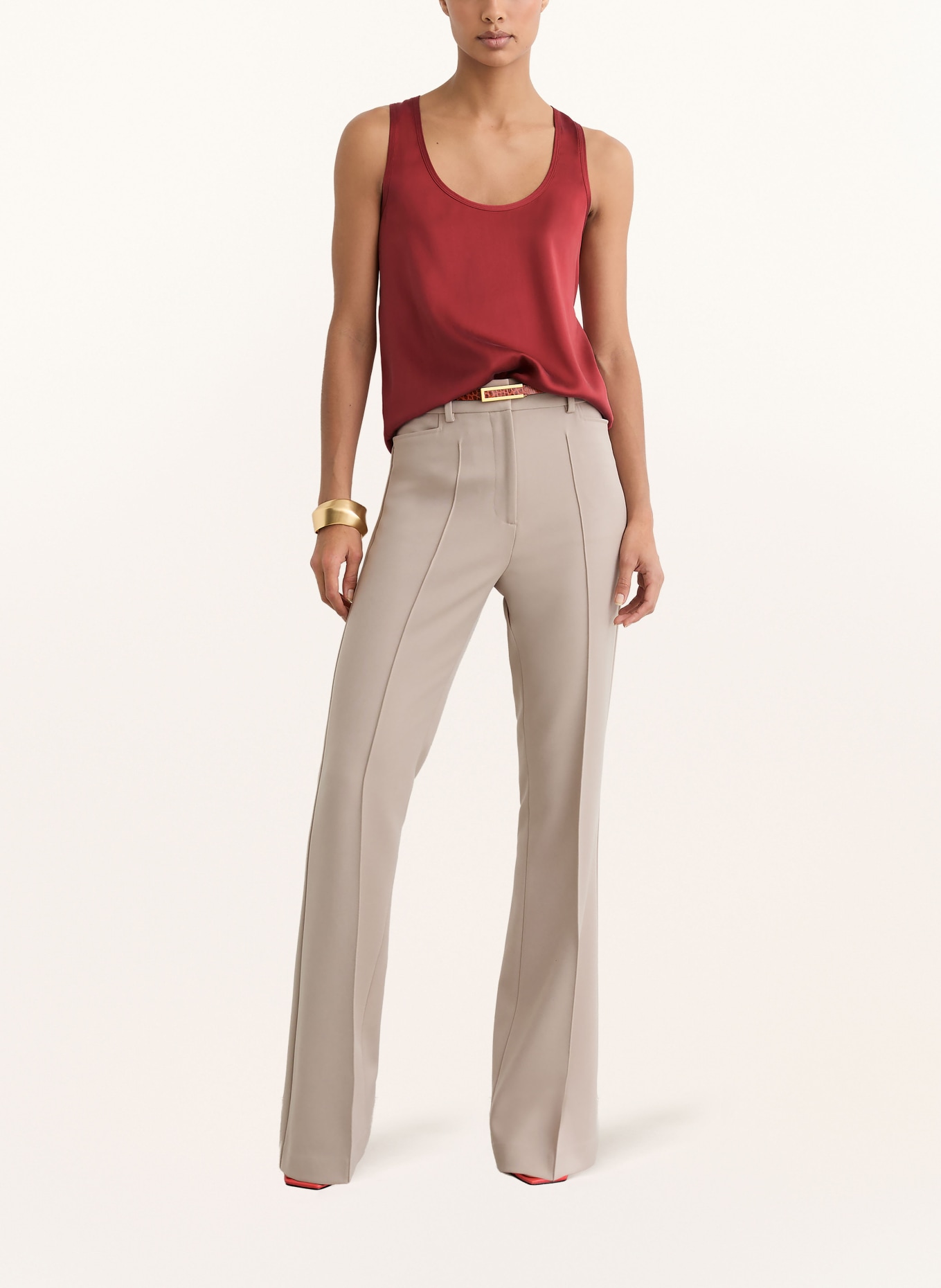 REISS RUBY top in mixed materials: DARK RED