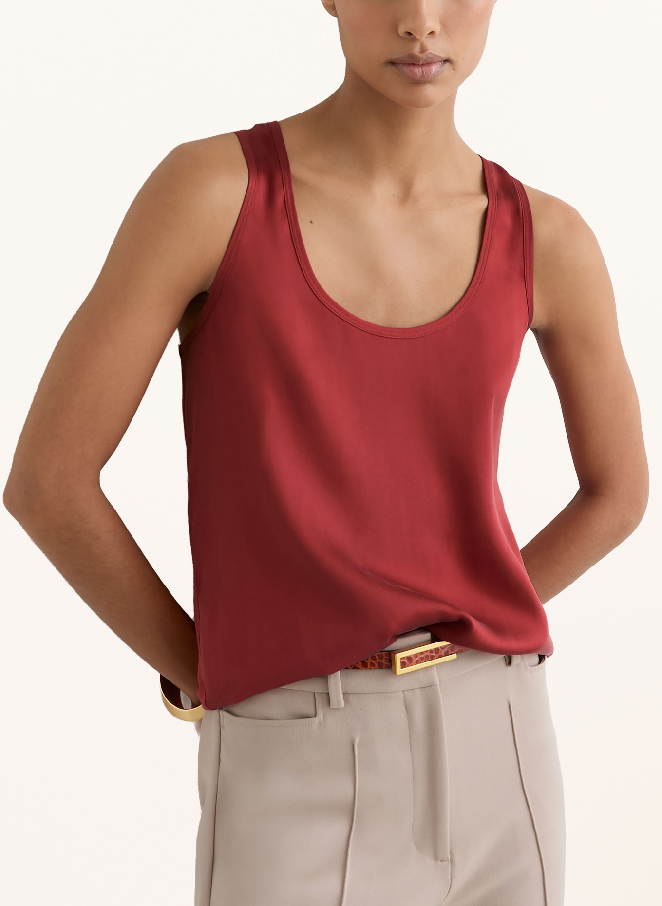 REISS RUBY top in mixed materials: DARK RED