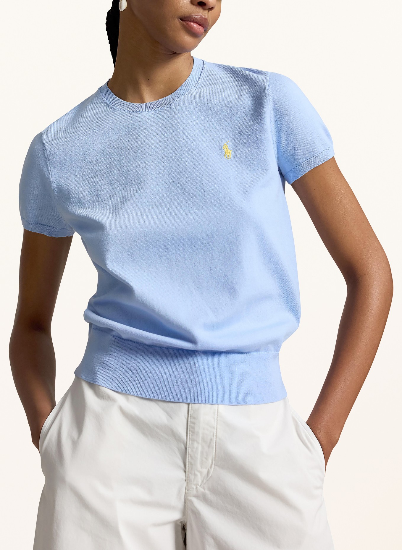 POLO RALPH LAUREN Strickshirt: HELLBLAU / GELB