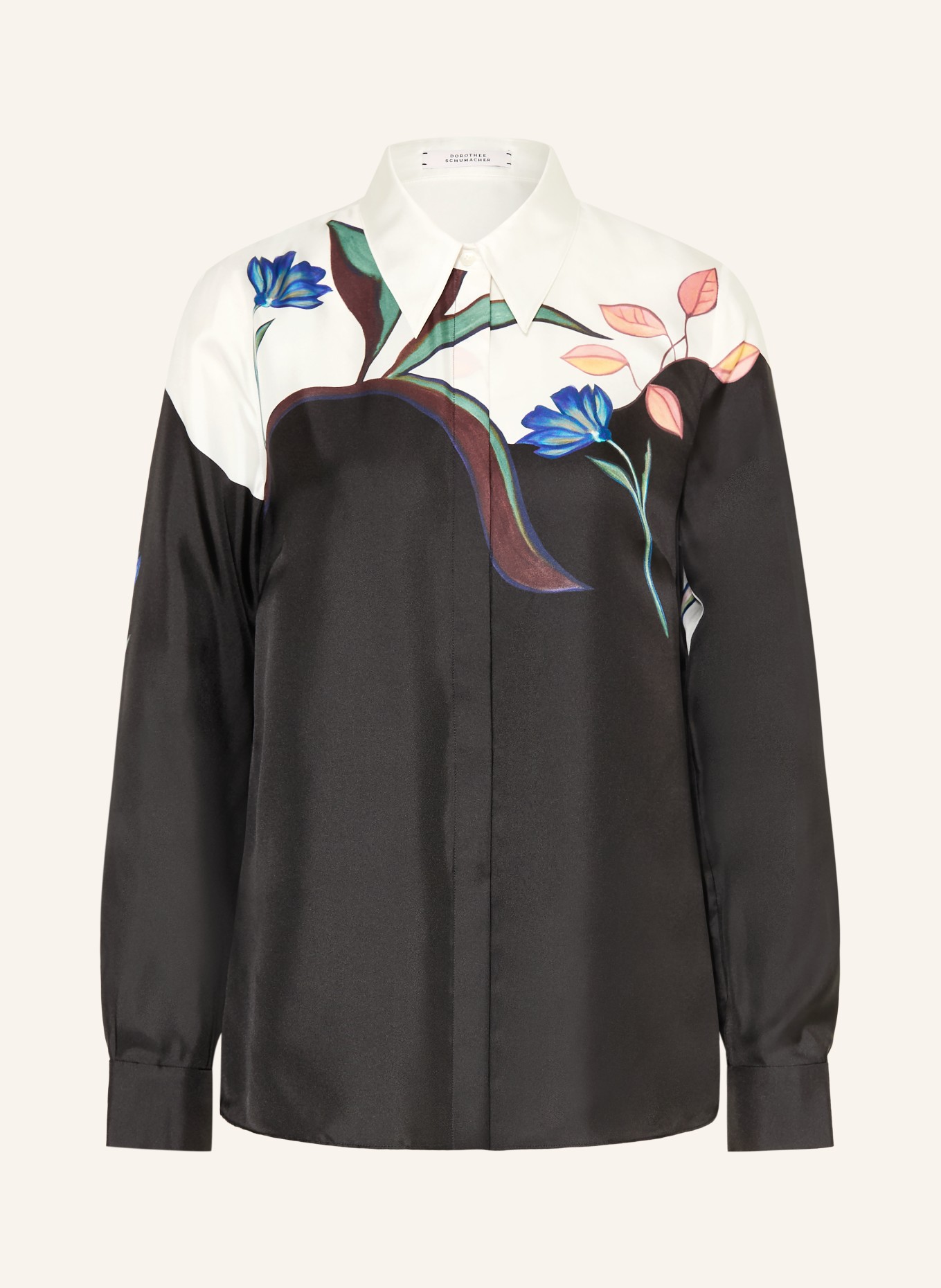 DOROTHEE SCHUMACHER SEDUCTIVE BLOOM silk shirt blouse: BLACK / WHITE
