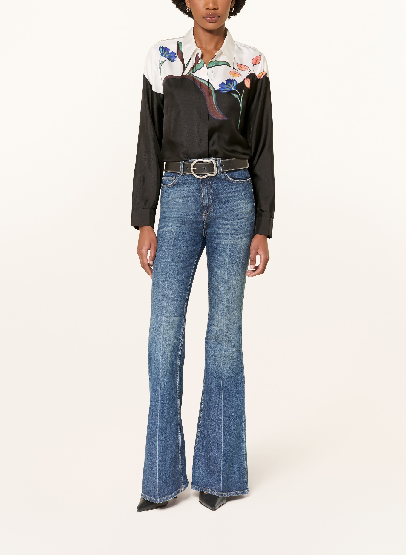 DOROTHEE SCHUMACHER Zijden overhemdblouse SEDUCTIVE BLOOM: ZWART / WIT