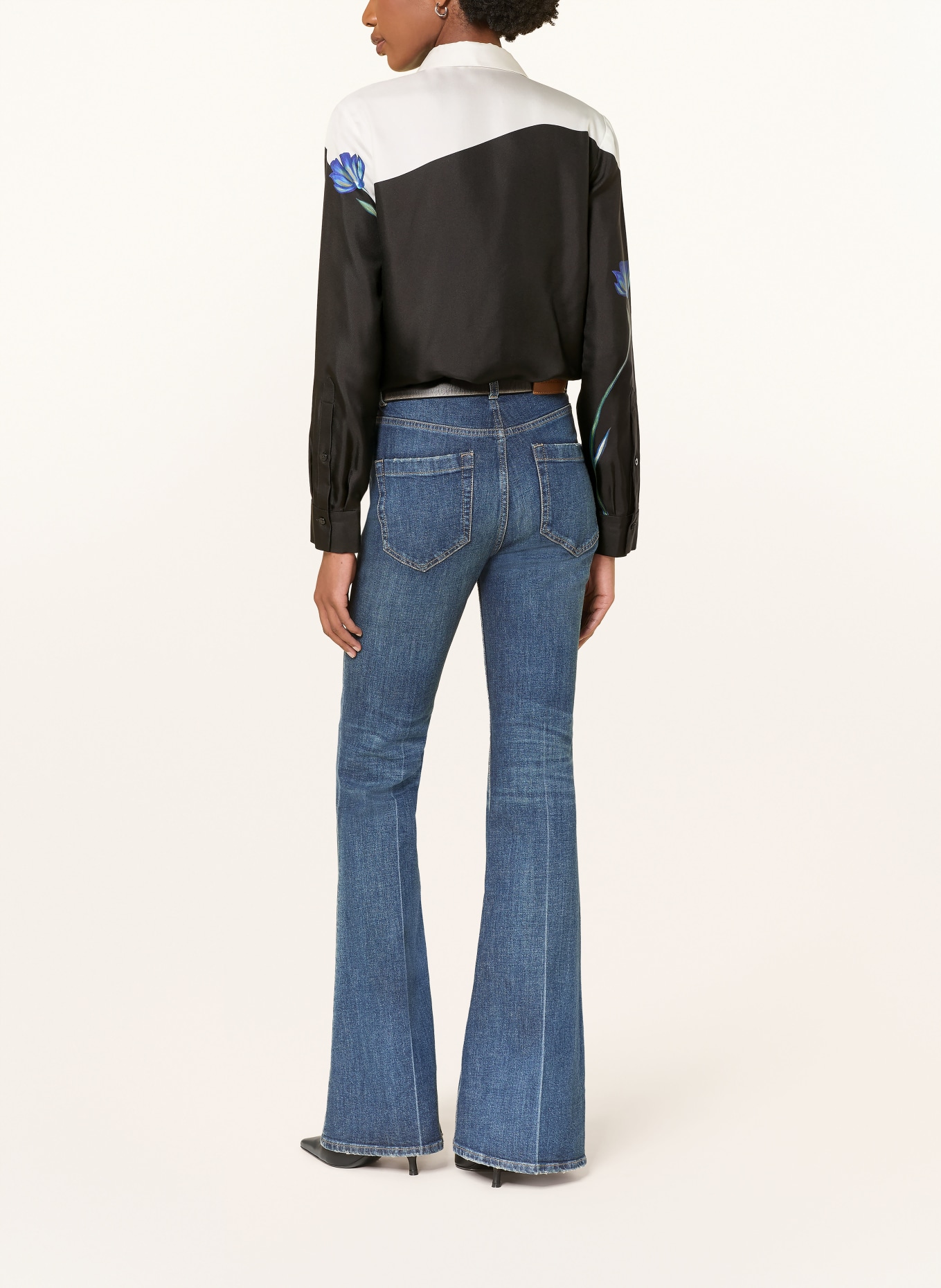 DOROTHEE SCHUMACHER Zijden overhemdblouse SEDUCTIVE BLOOM: ZWART / WIT