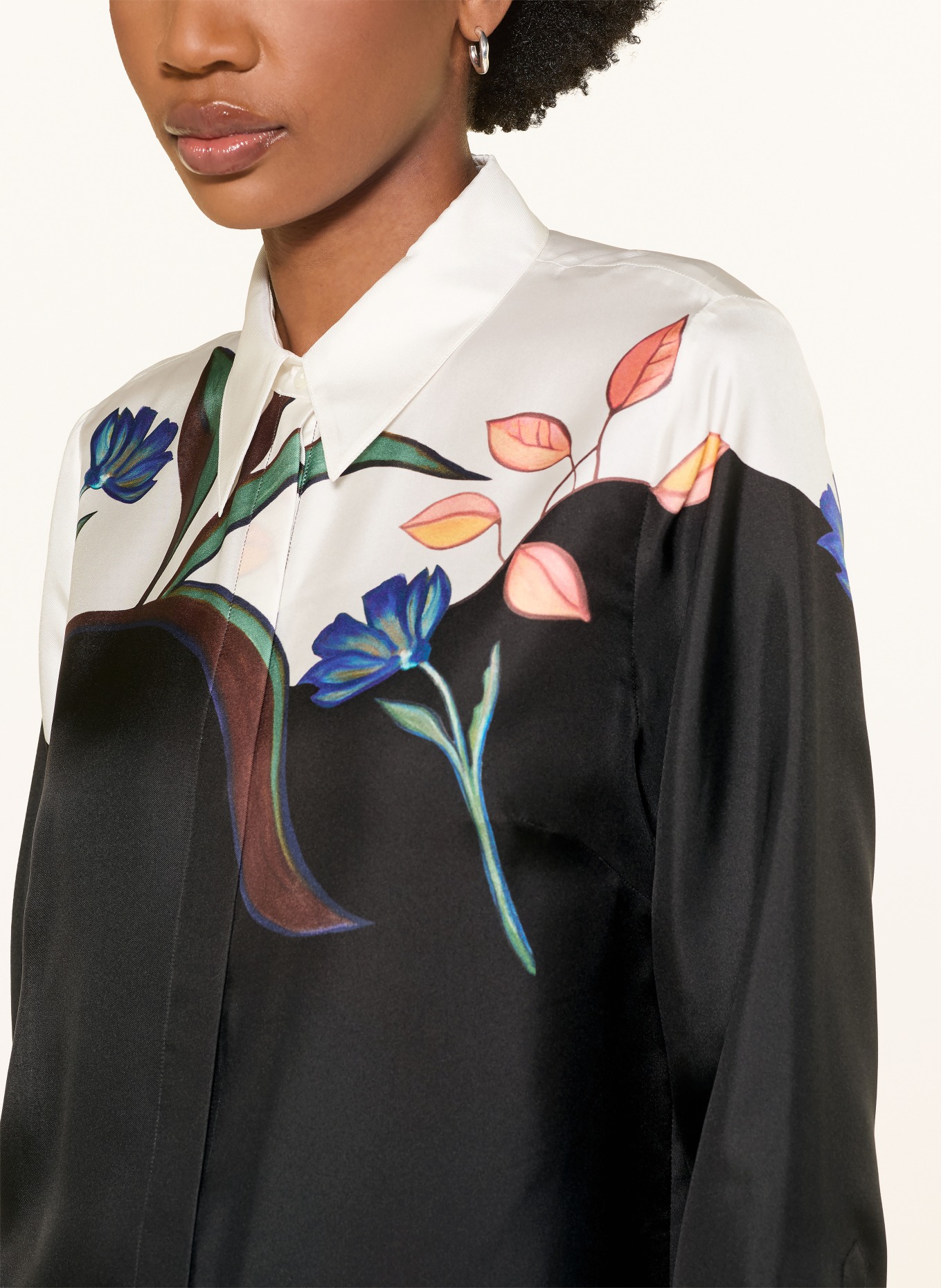 DOROTHEE SCHUMACHER Zijden overhemdblouse SEDUCTIVE BLOOM: ZWART / WIT