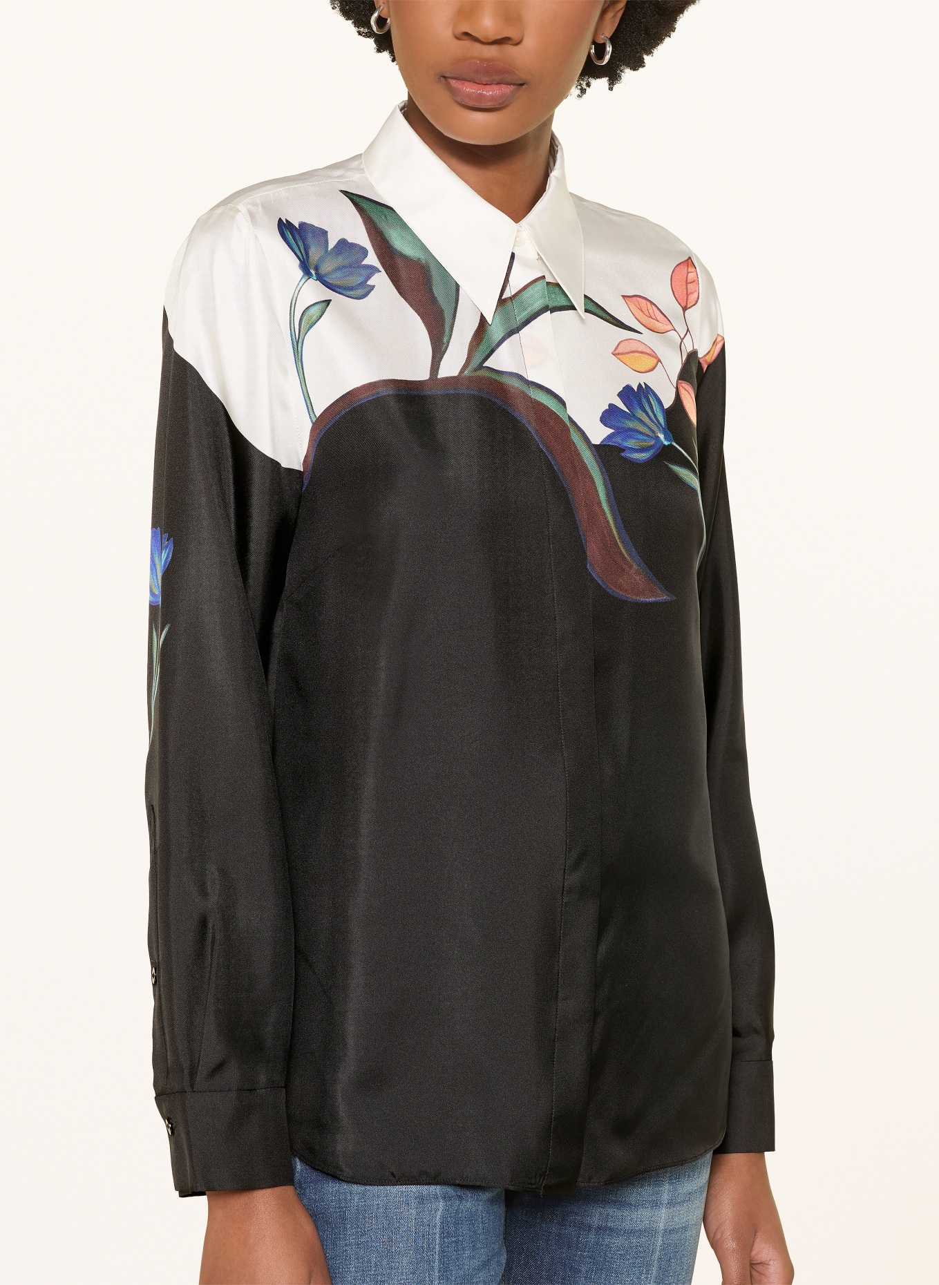 DOROTHEE SCHUMACHER Zijden overhemdblouse SEDUCTIVE BLOOM: ZWART / WIT