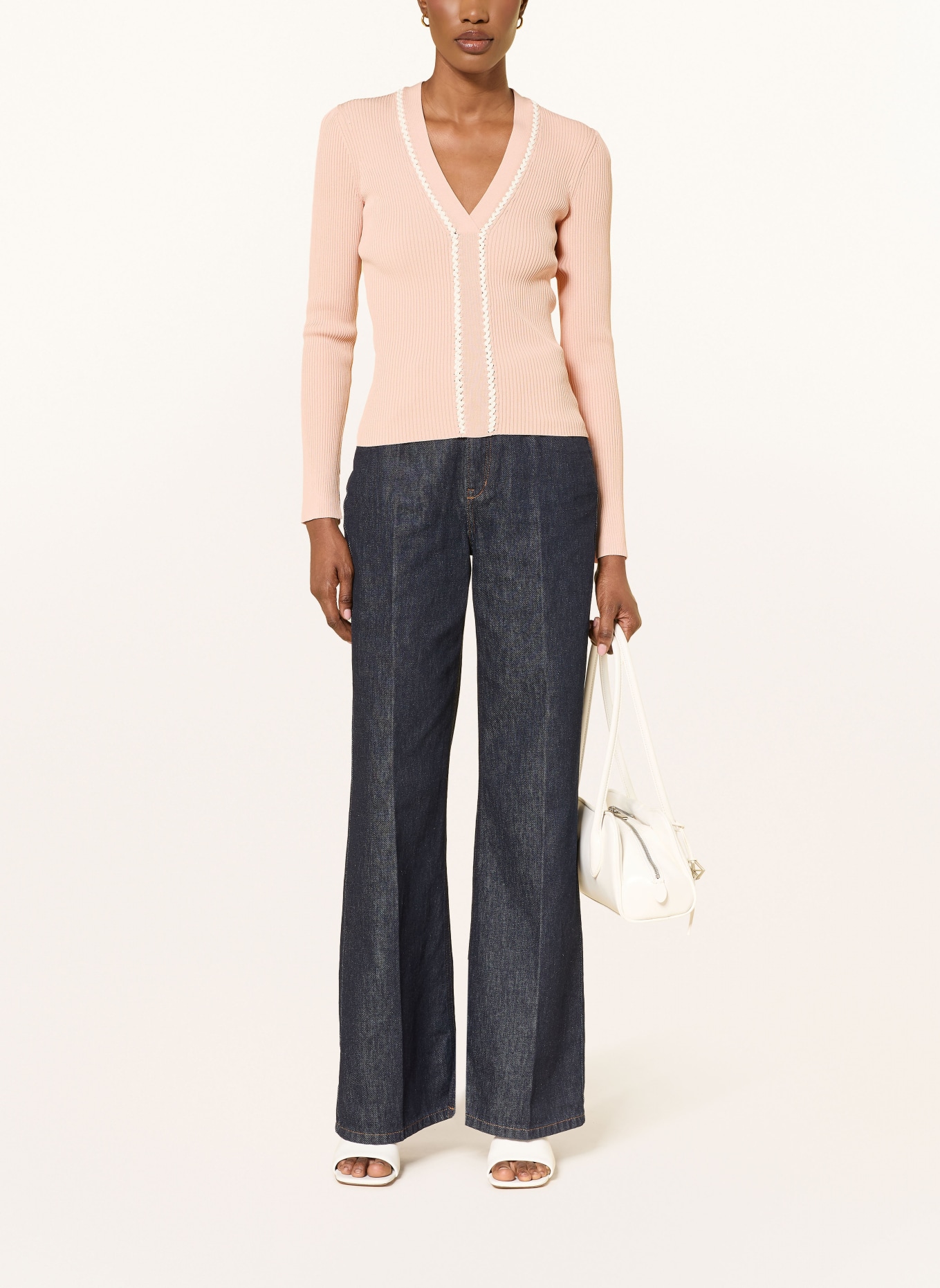 REISS Trui LAURI: ROSÉ / WIT