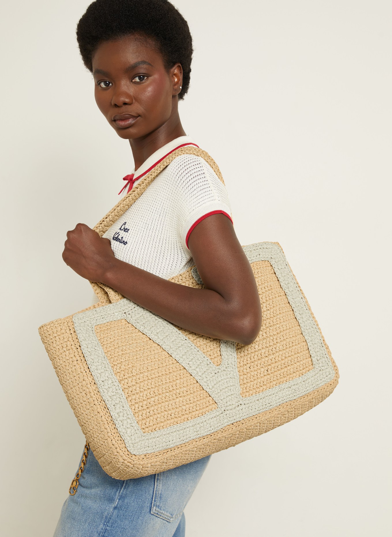 VALENTINO GARAVANI Shopper VIVA SUPERSTAR CROCHET: LICHTBRUIN