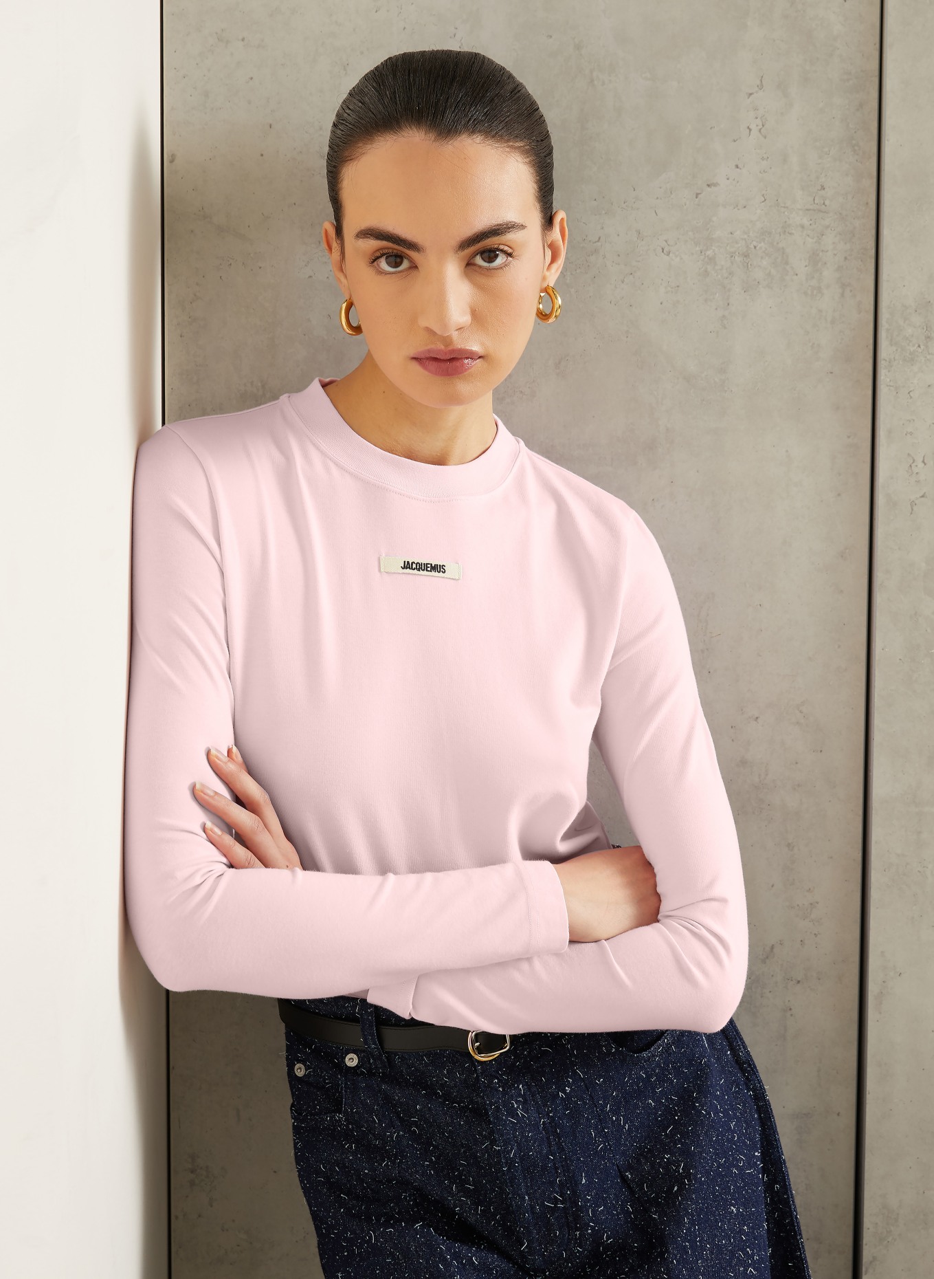 JACQUEMUS Longsleeve LE T-SHIRT GROS GRAIN: ROSE CLAIR