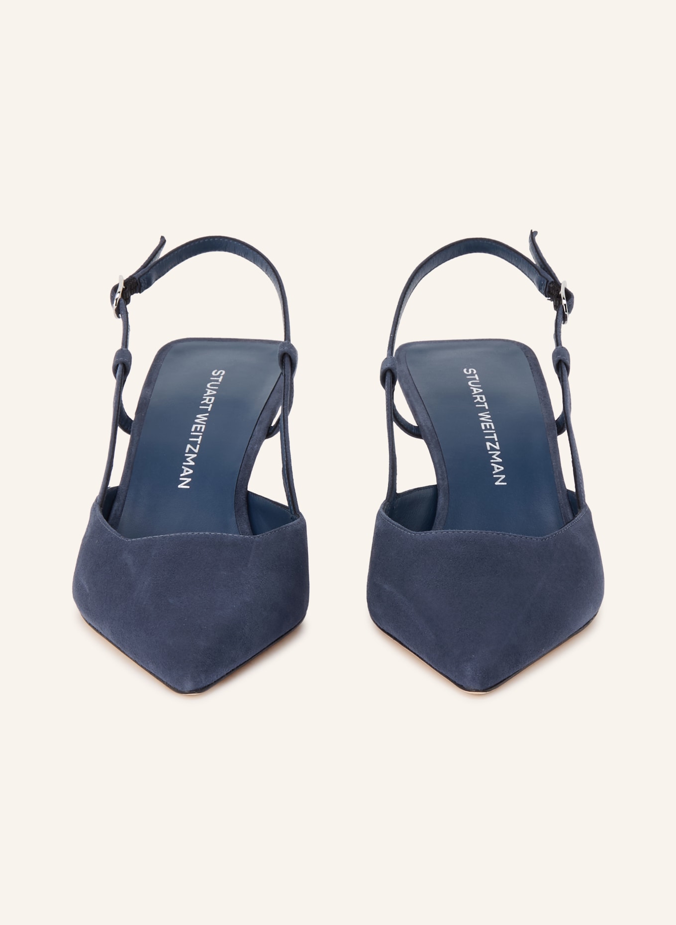 STUART WEITZMAN Czółenka z odkrytą piętą VINNIE: GRANATOWY / SREBRNY