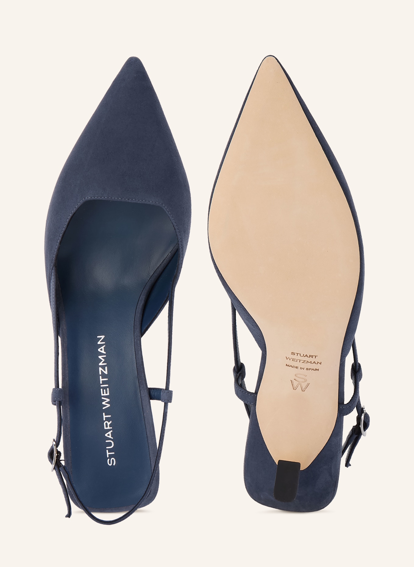 STUART WEITZMAN Czółenka z odkrytą piętą VINNIE: GRANATOWY / SREBRNY