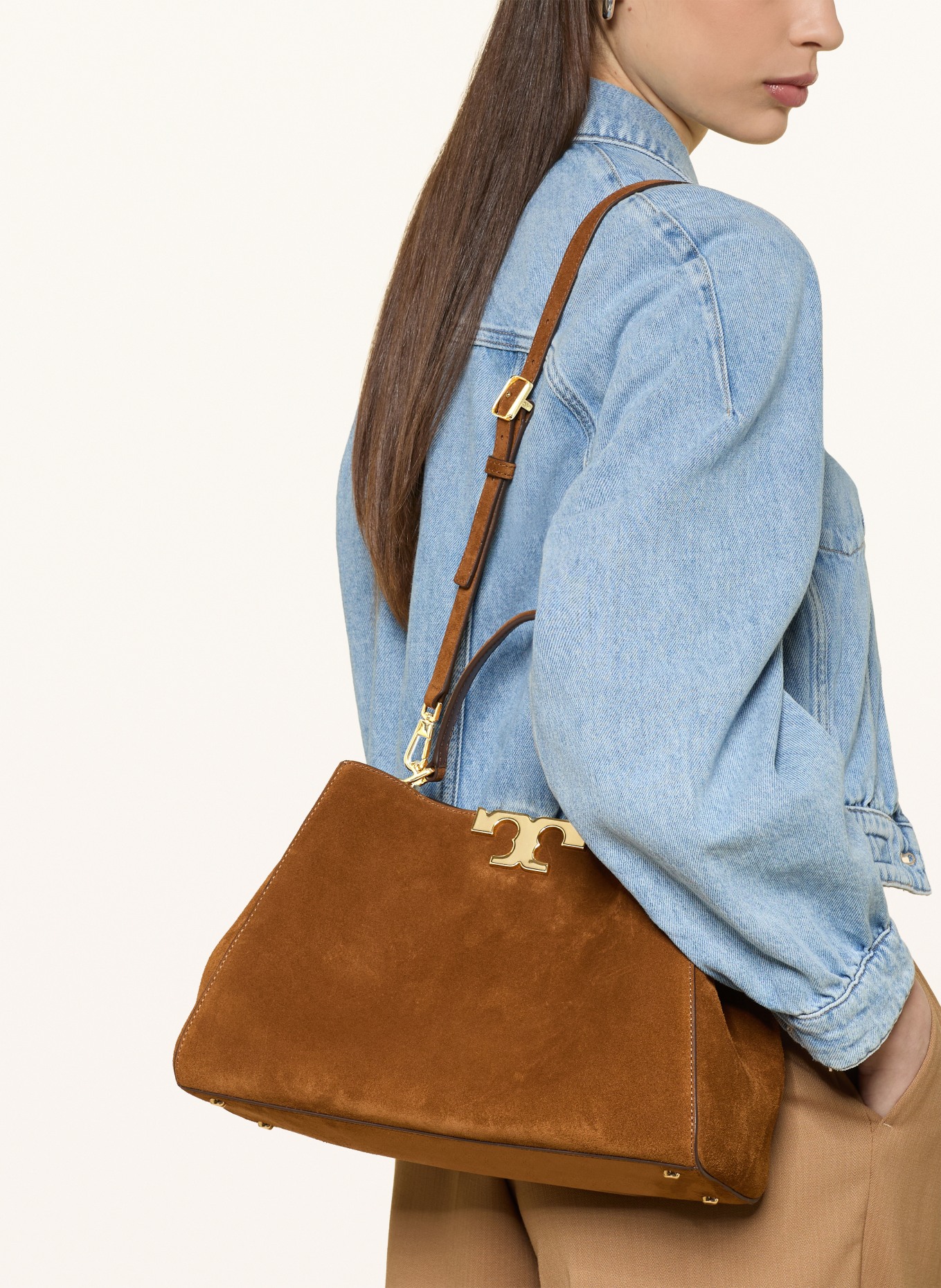 TORY BURCH Torba na ramię ELEANOR: KONIAKOWY / ZŁOTY