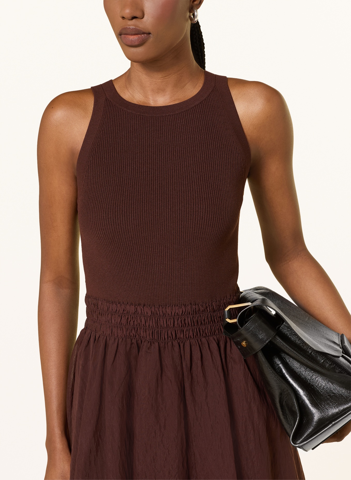ALLSAINTS ZENIA dress in mixed materials: BROWN