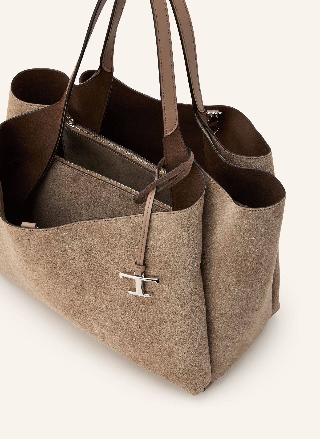 TOD'S Shopper: TAUPE / SILBER