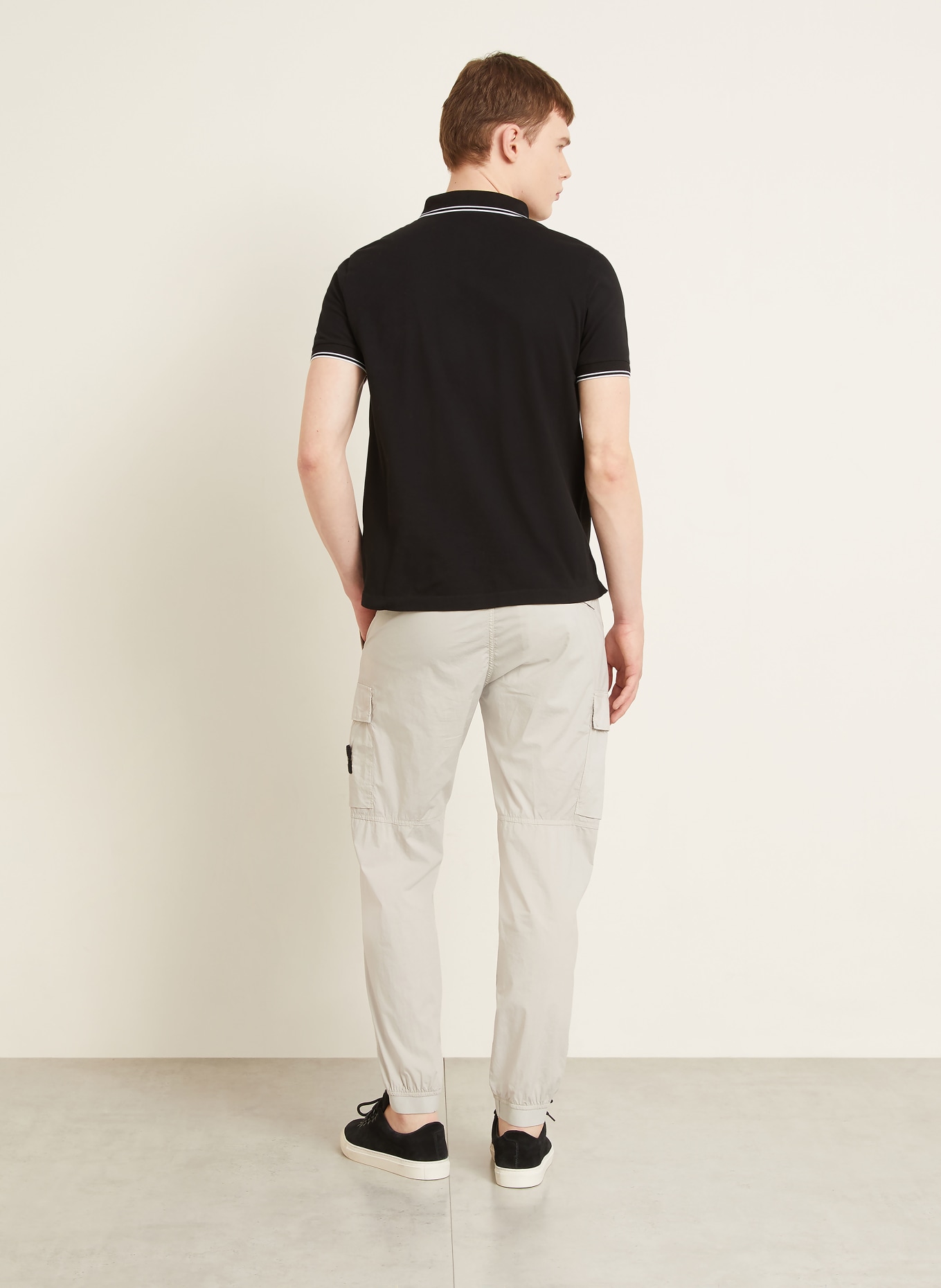 STONE ISLAND Piqué-Poloshirt: SCHWARZ / WEISS