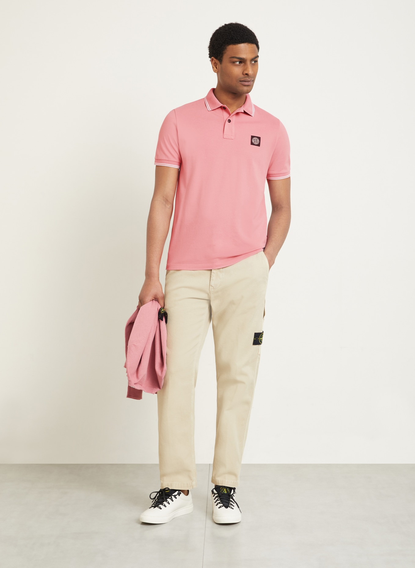 STONE ISLAND Koszulka polo z pikowanym wzorem: RÓŻOWY