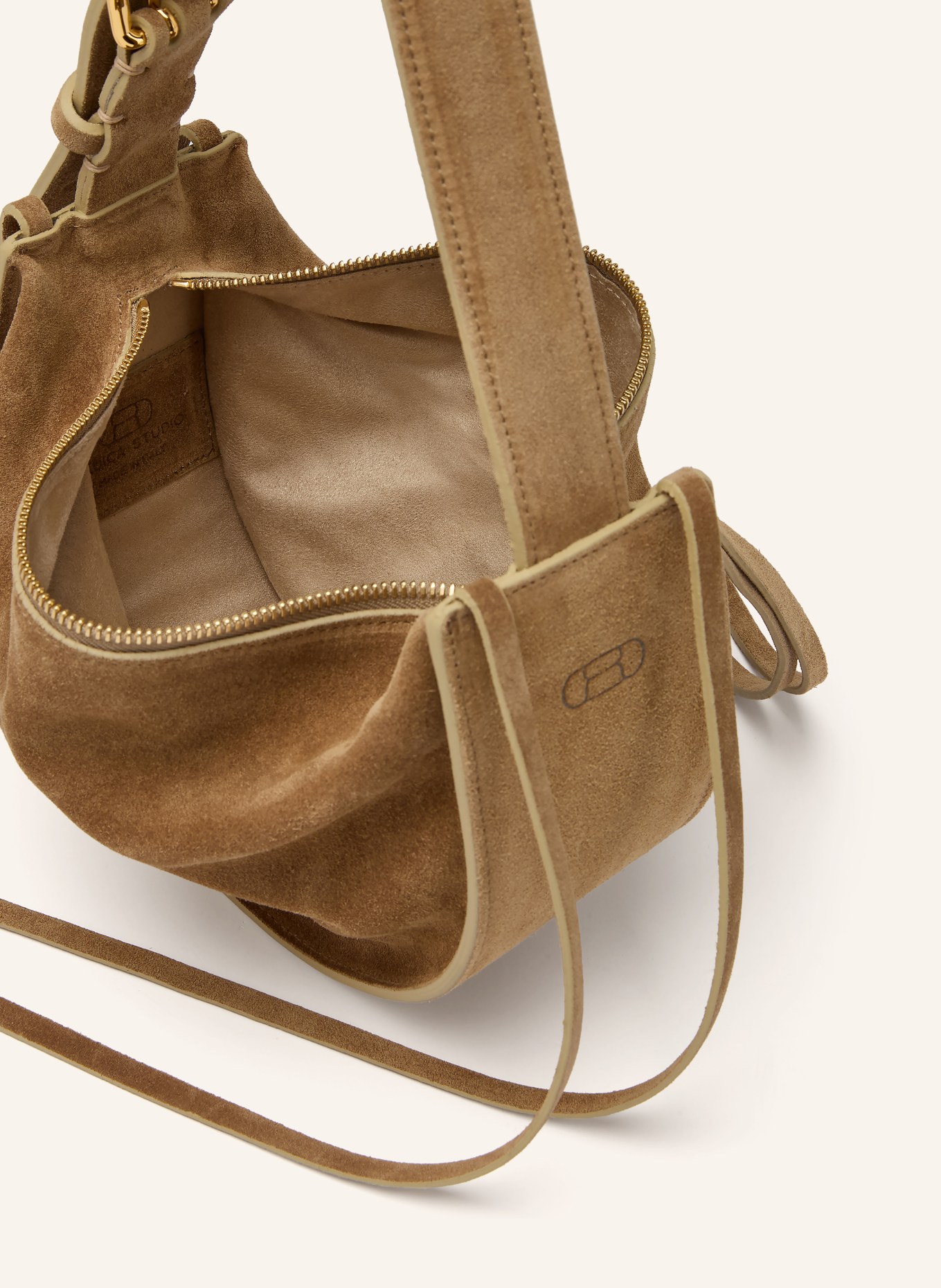 RADICA STUDIO Sac à bandoulière AMACA MINI: MARRON CLAIR / OR