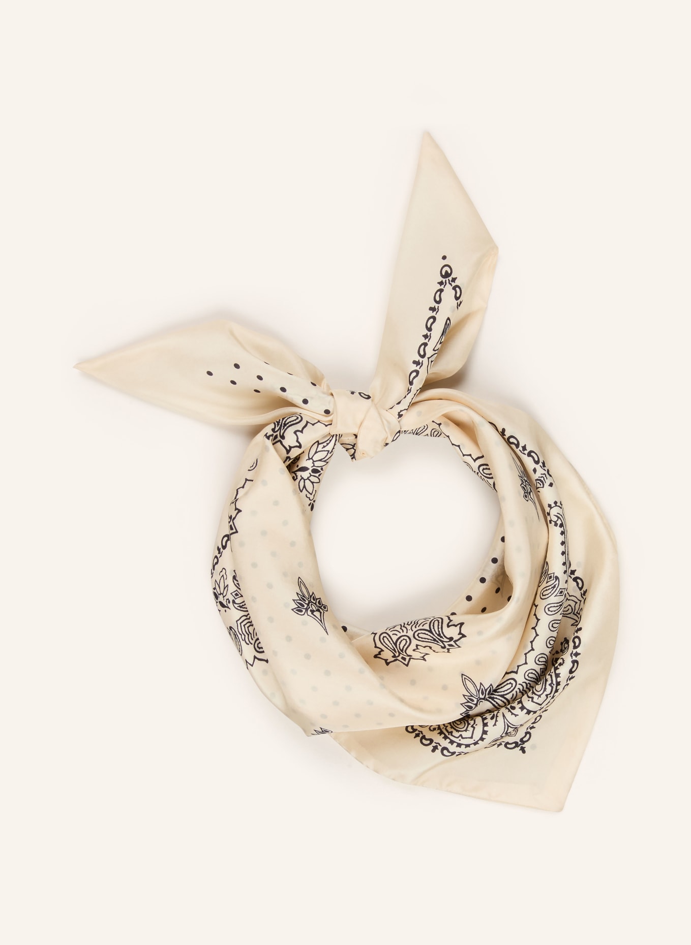 destin Driehoekige sjaal van zijde: CRÈME / ZWART