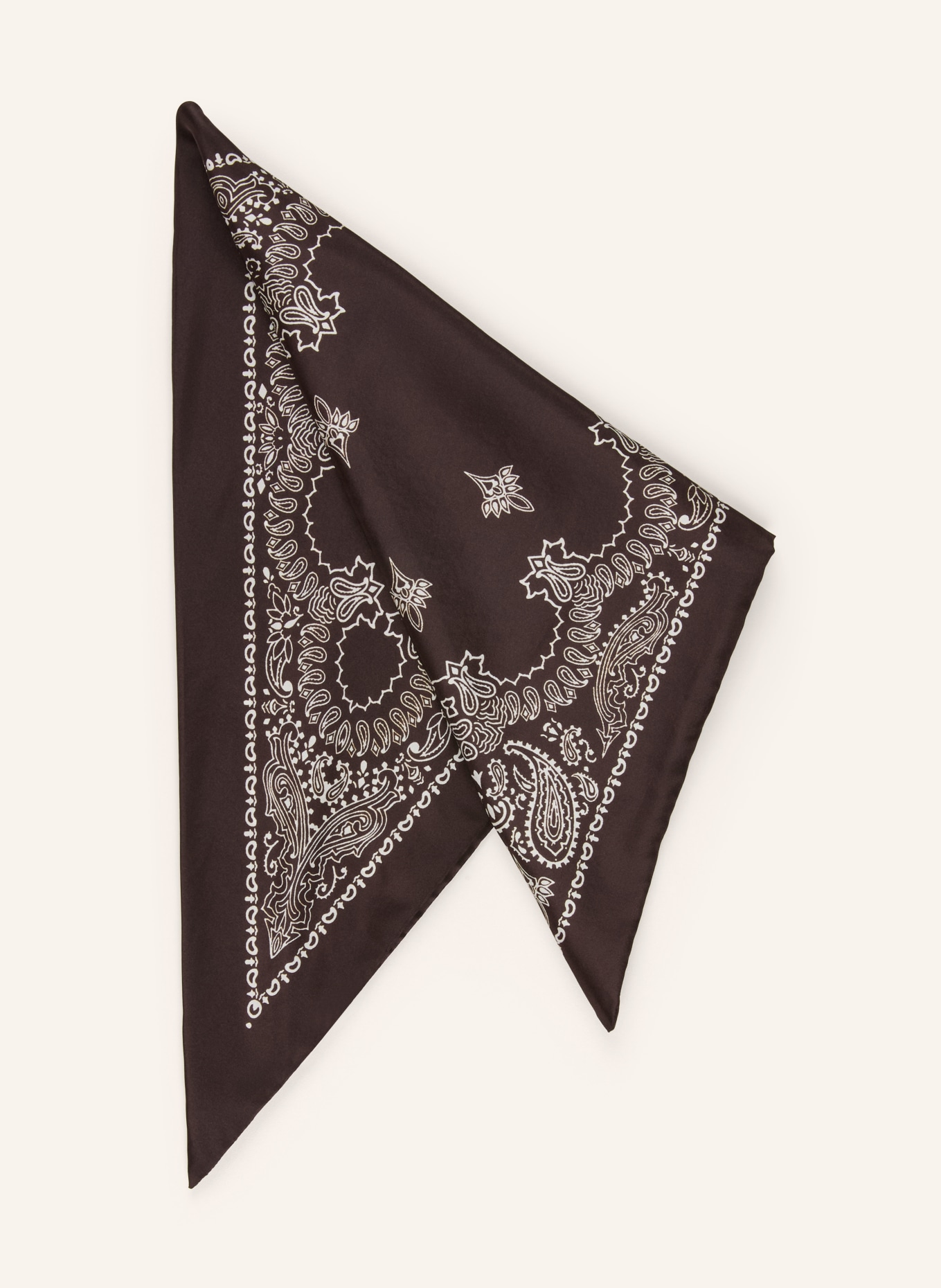 destin Driehoekige sjaal van zijde: MARRON FONCÉ / CRÈME