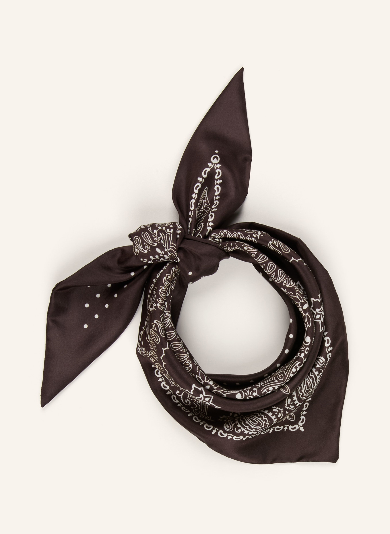 destin Driehoekige sjaal van zijde: MARRON FONCÉ / CRÈME