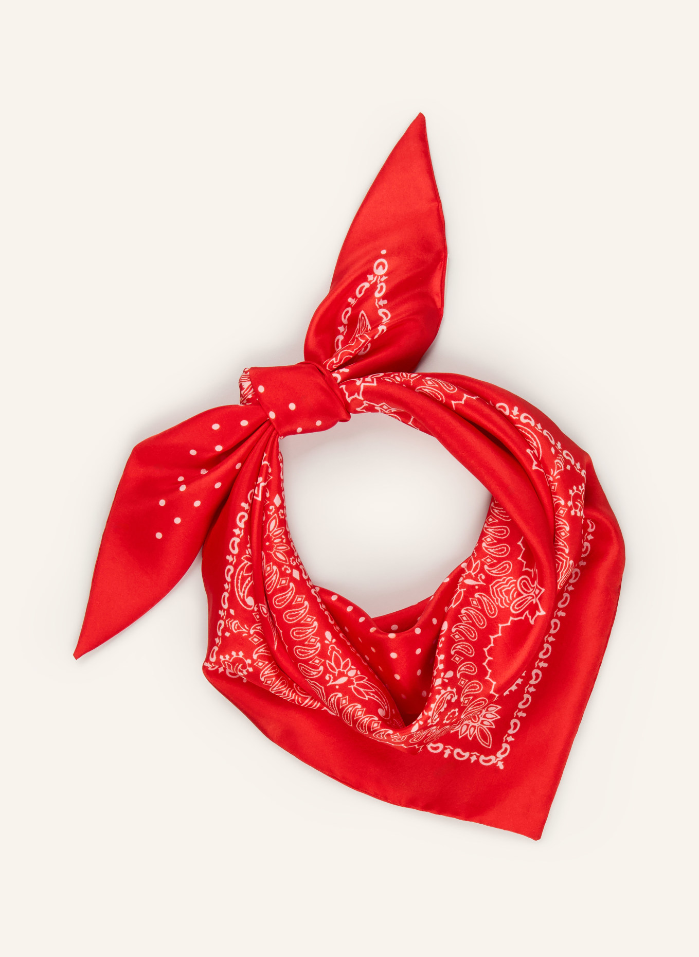 destin Driehoekige sjaal van zijde: ROOD / WIT