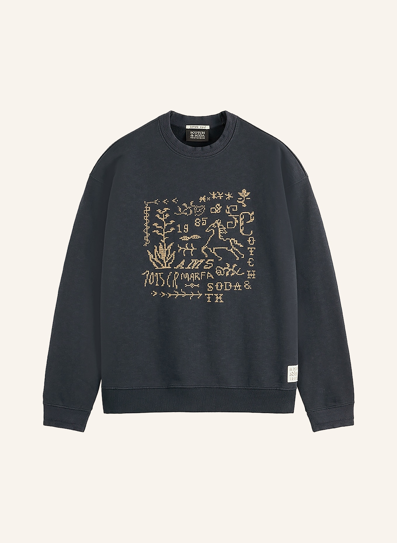 SCOTCH & SODA sweat-shirt: BLEU FONCÉ / BEIGE
