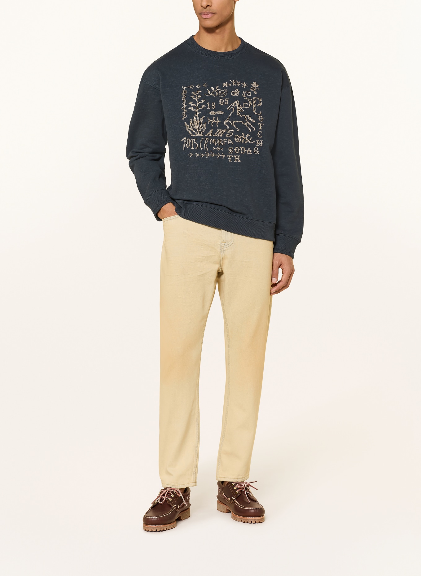 SCOTCH & SODA sweat-shirt: BLEU FONCÉ / BEIGE
