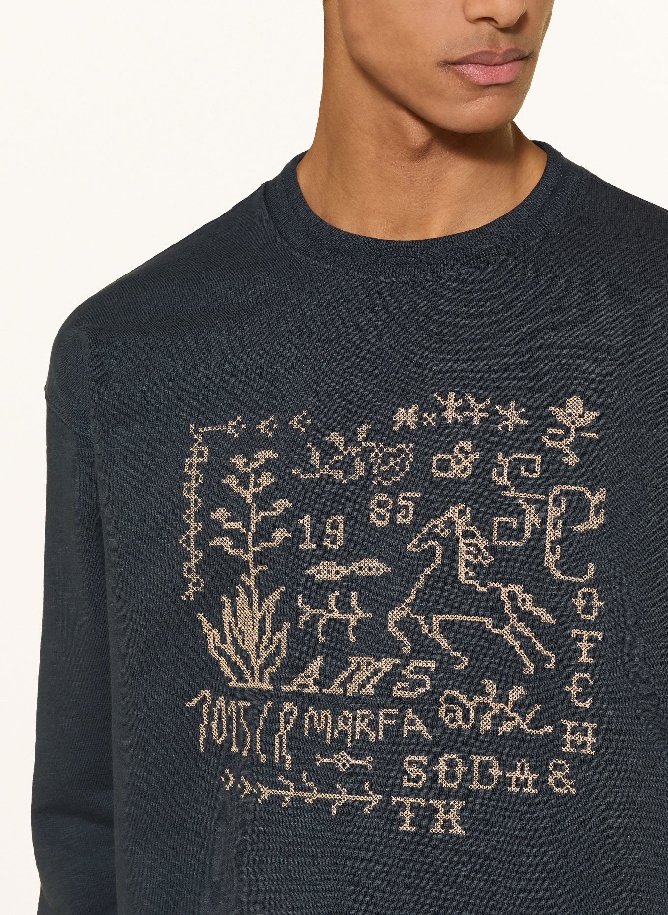 SCOTCH & SODA sweat-shirt: BLEU FONCÉ / BEIGE