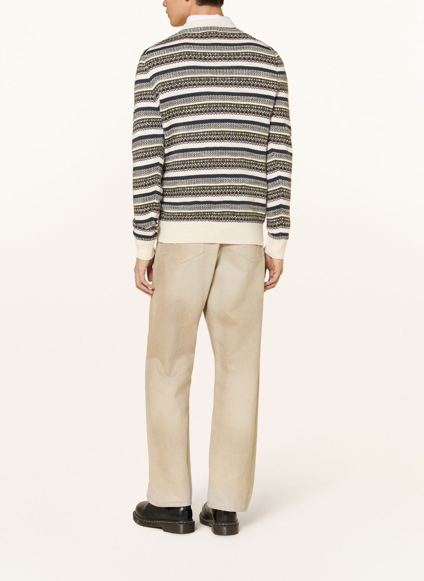 Barbour Pull TOPCLIFFE: CRÈME / OLIVE / BLEU FONCÉ