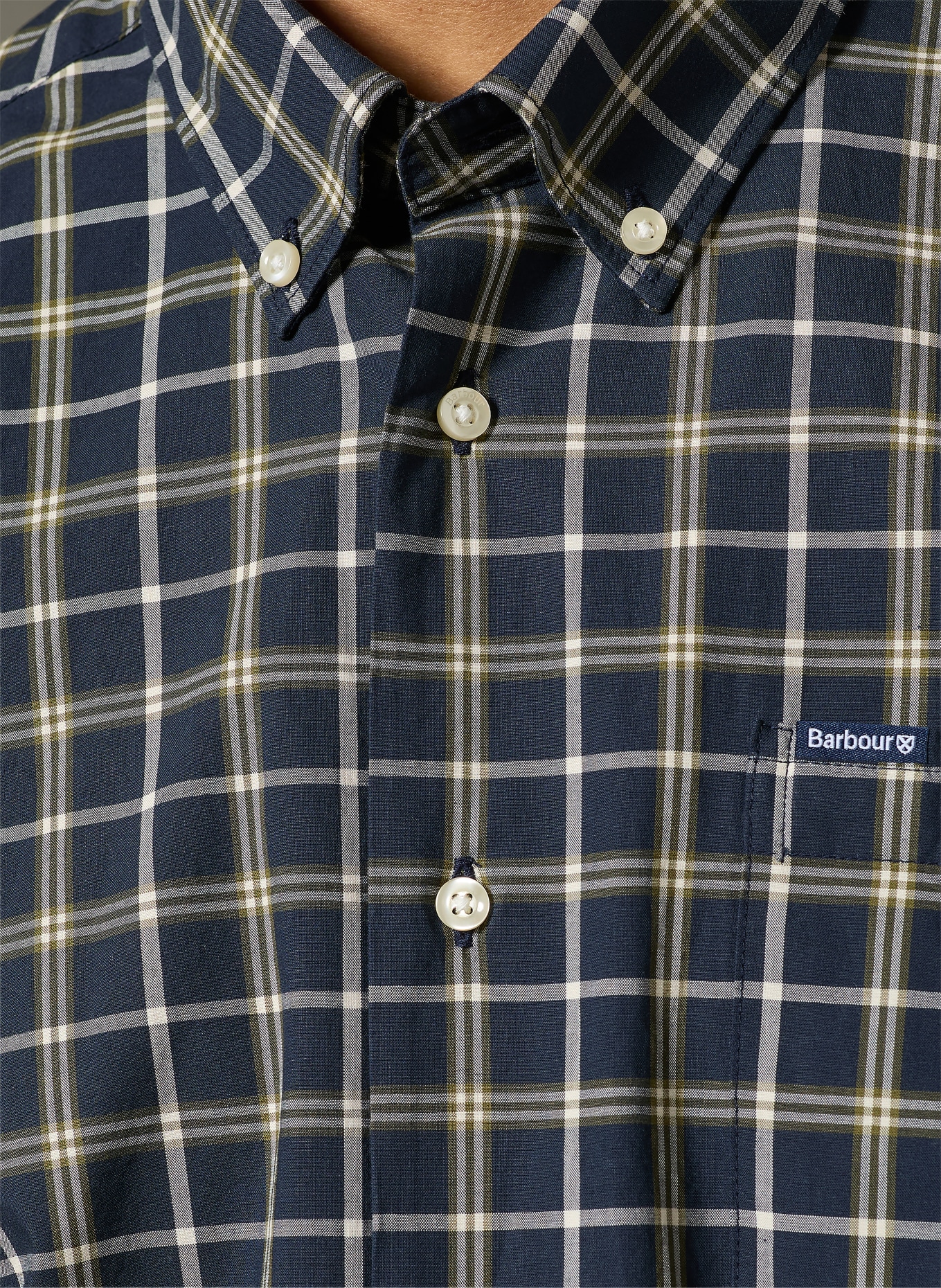 Barbour Hemd BRAMHAM Tailored Fit: DUNKELBLAU / OLIV / WEISS