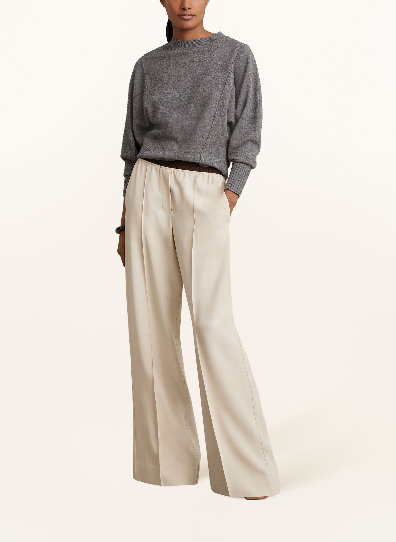 REISS Marlene pants WILDE: CREAM / DARK BROWN