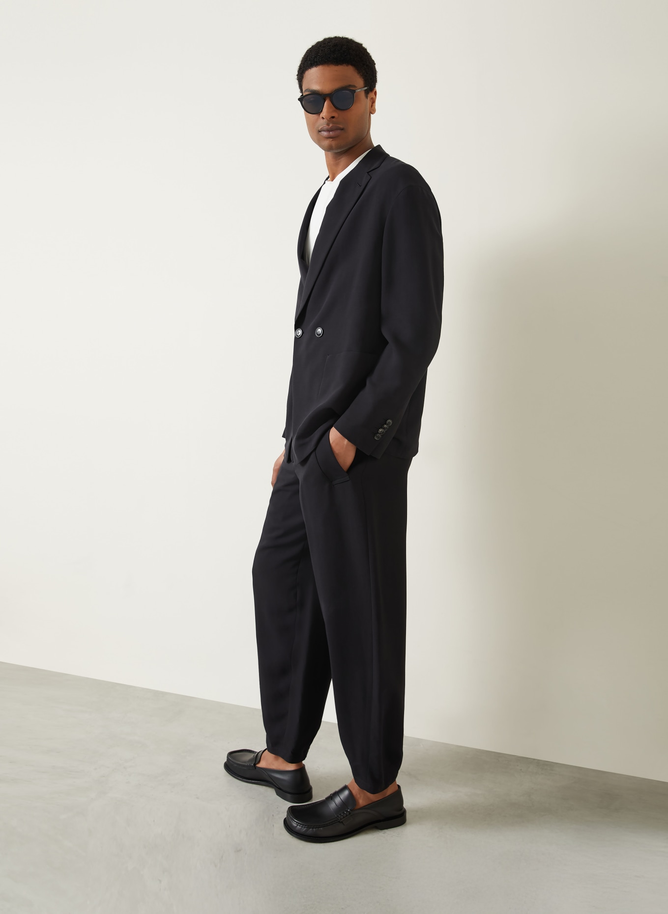 GIORGIO ARMANI Anzughose Regular Fit aus Seide: UC001 BLACK BEAUTY