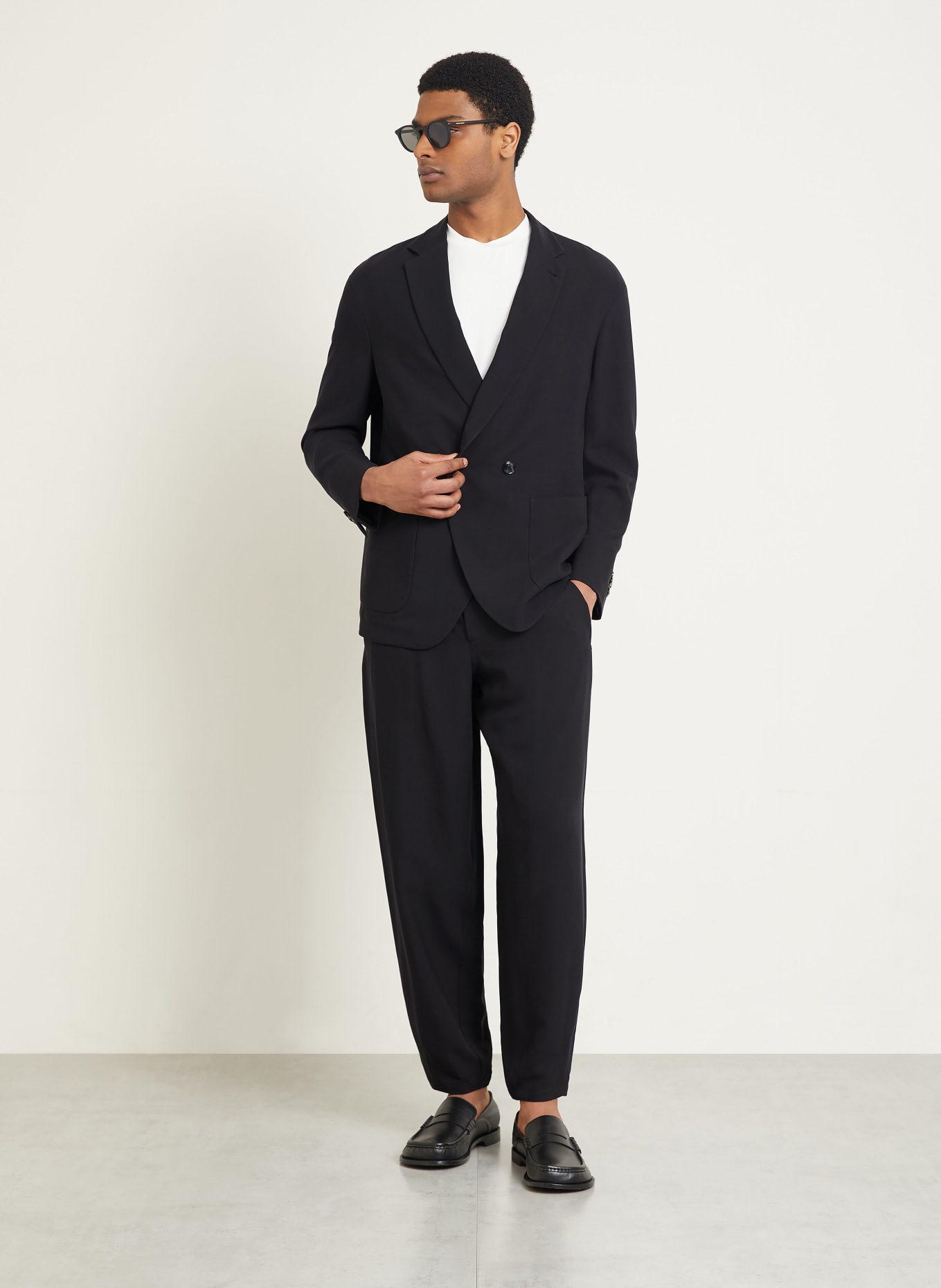 GIORGIO ARMANI Veste de costume coupe classique en soie: UC001 BLACK BEAUTY